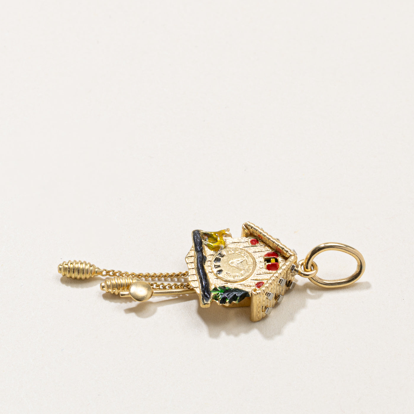 18k Cuckoo Clock Enamel Pendant