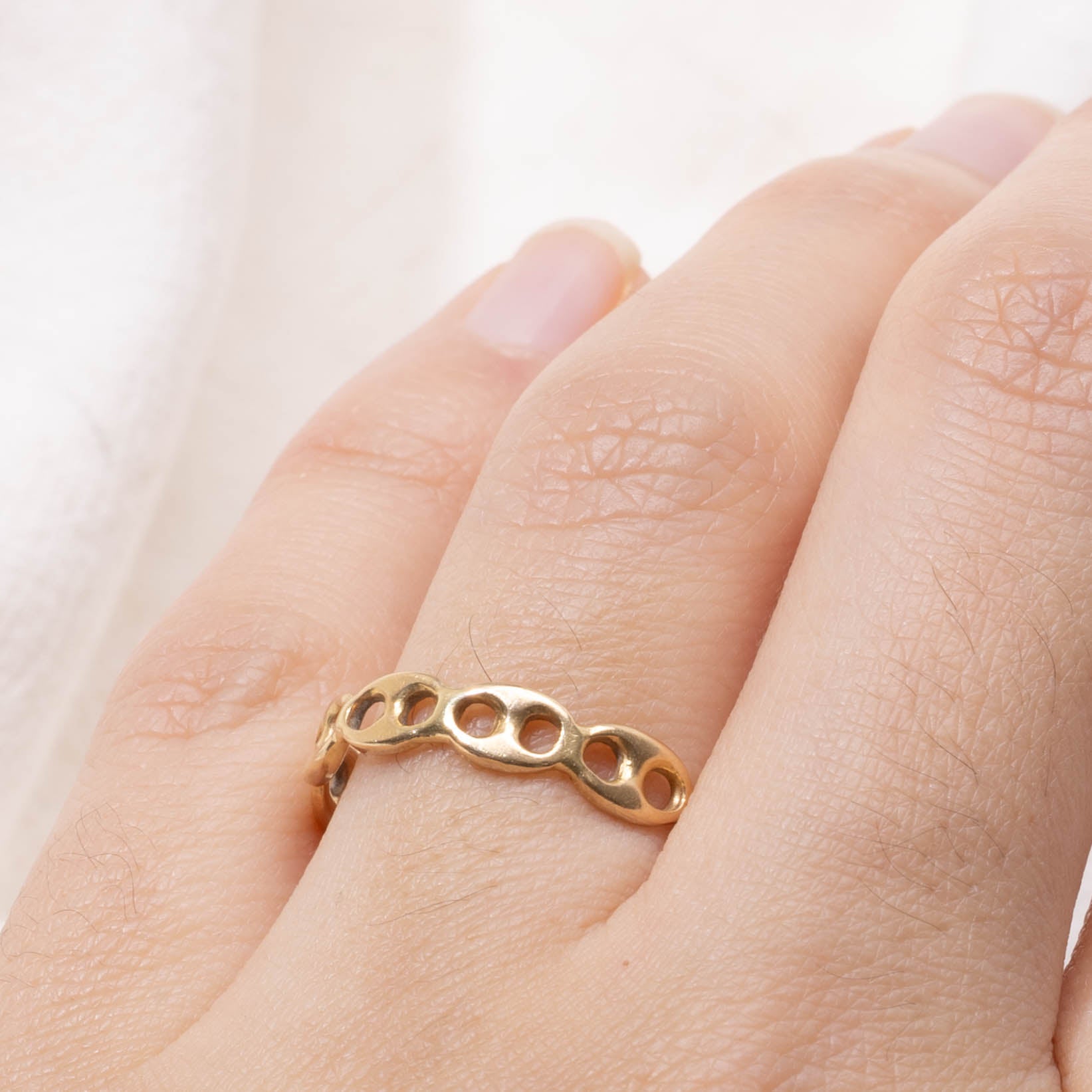 Italian 18k Anchor Chain Ring | 4.25mm | SZ 8