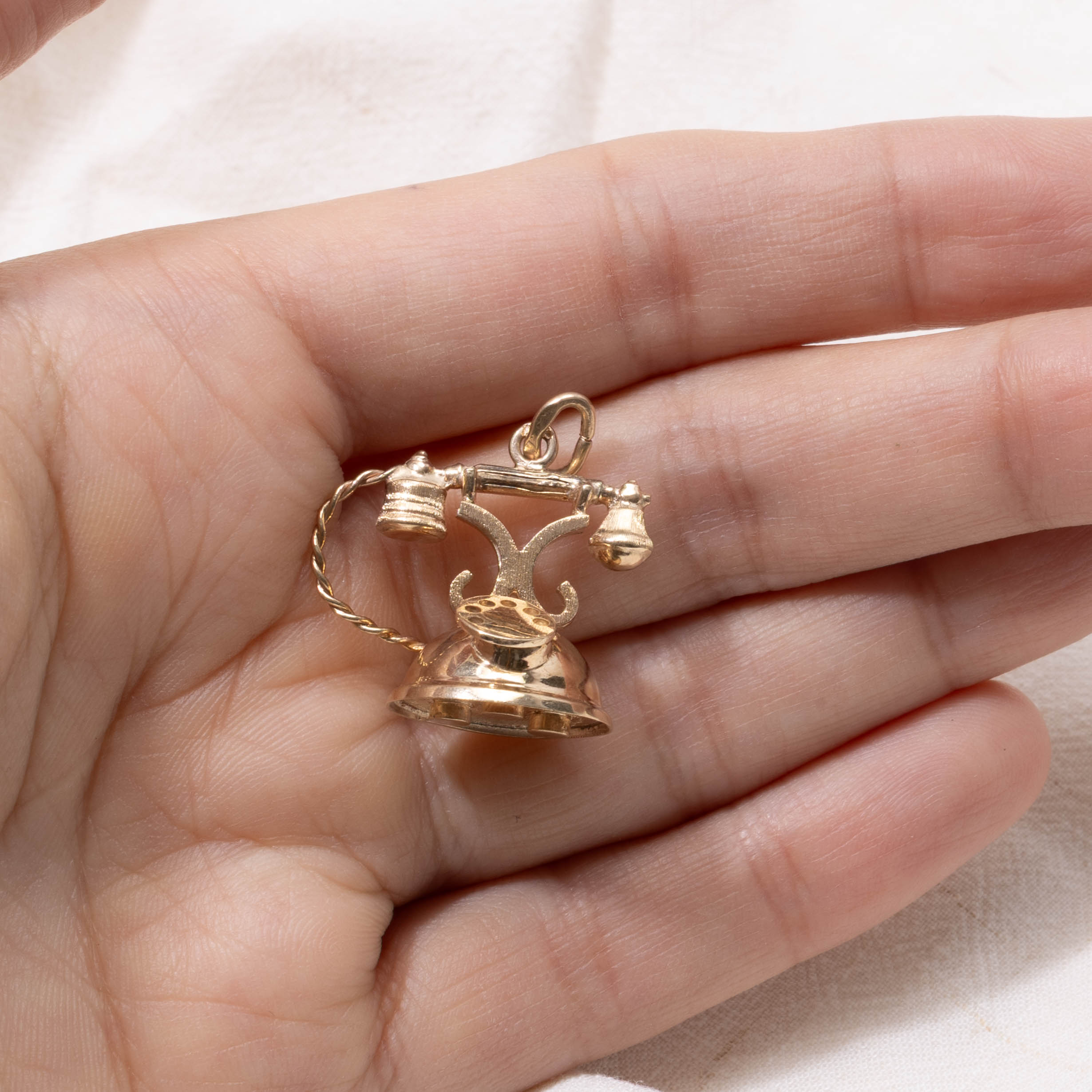 10k Vintage Rotary Phone Charm
