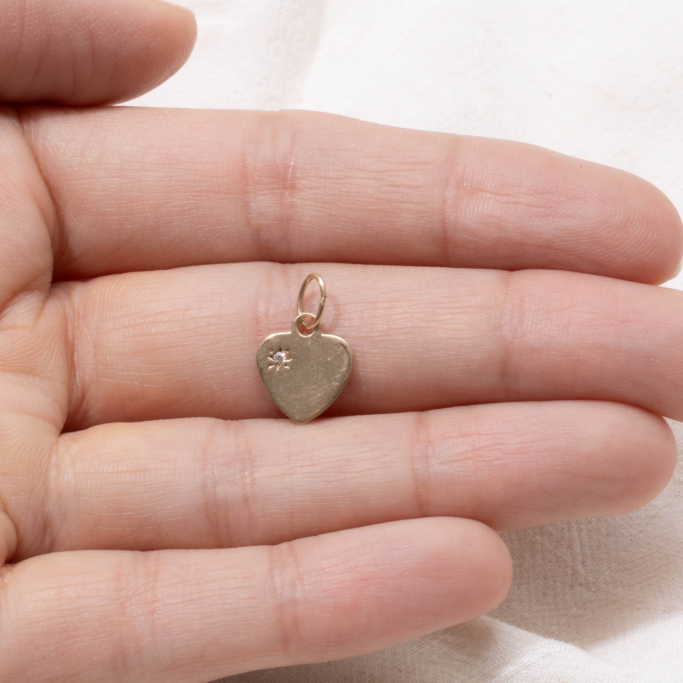 10k Star Set Diamond Heart Charm