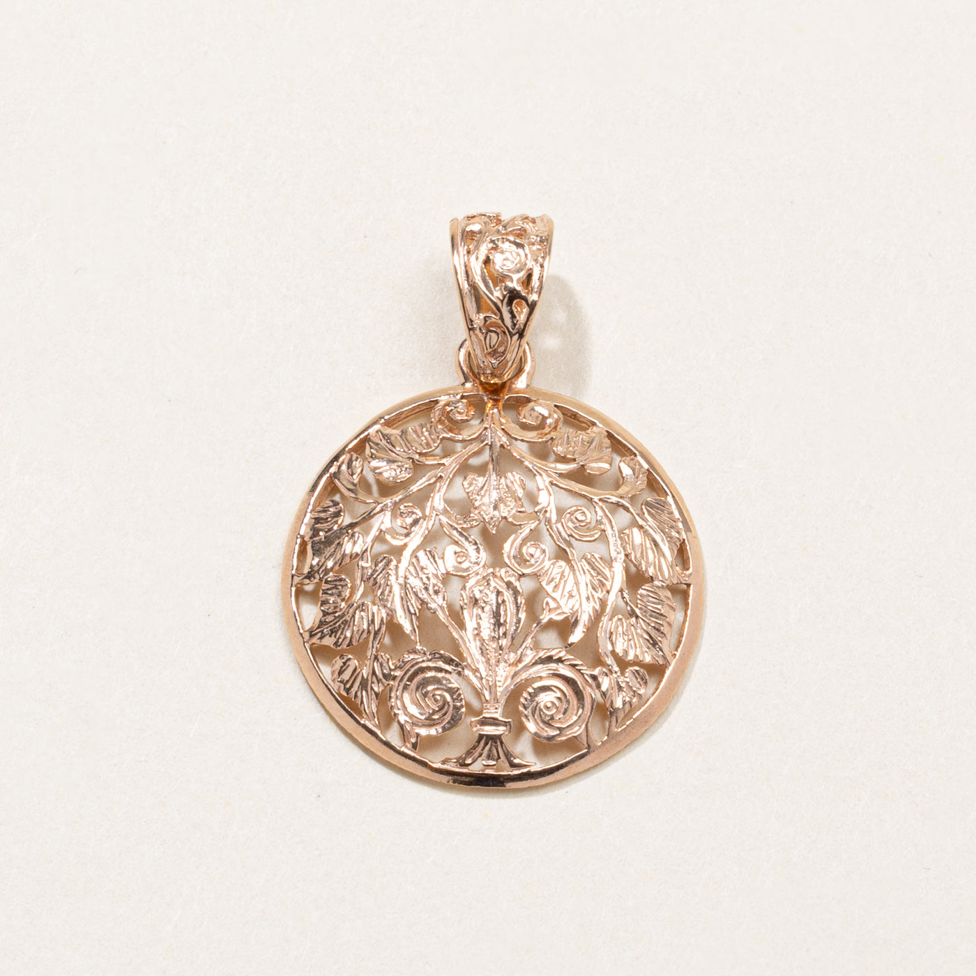 14k Rose Gold Floral Openwork Pendant