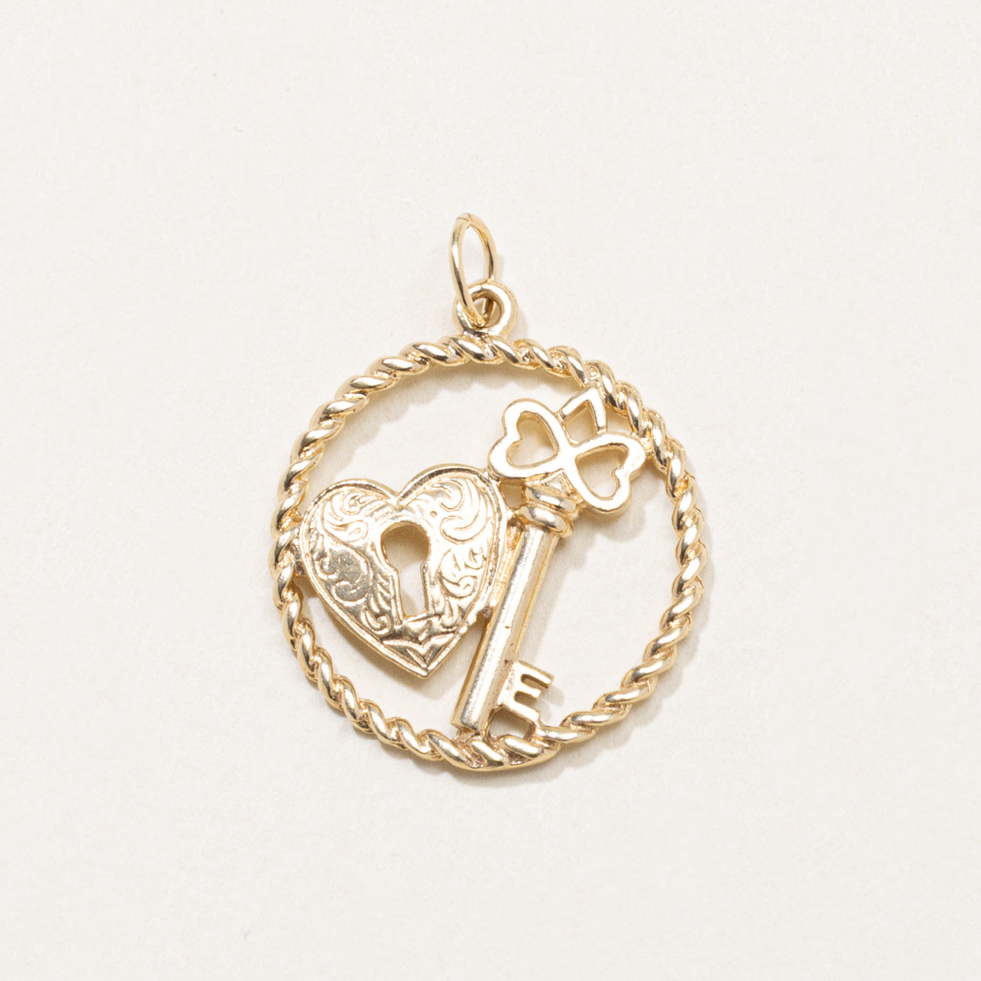 10k Heart& Key Charm
