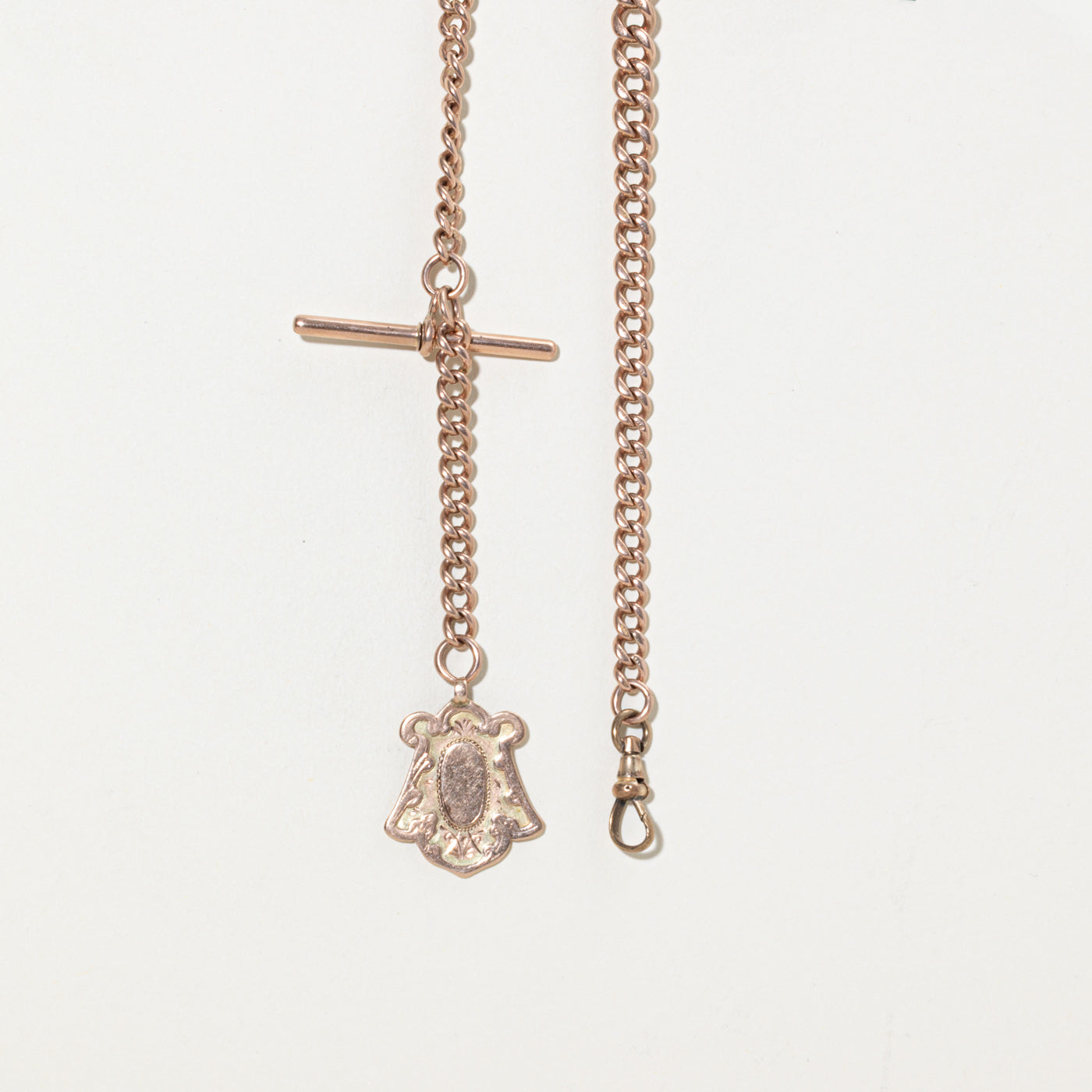 1910 Birmingham 9k Engraved Crest Watch Chain | 16"