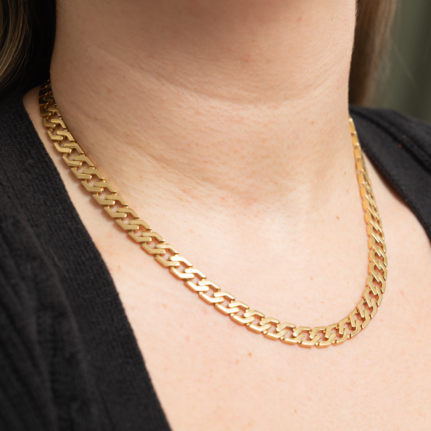 14k Modified Curb Link Chain| 7.4mm | 18"