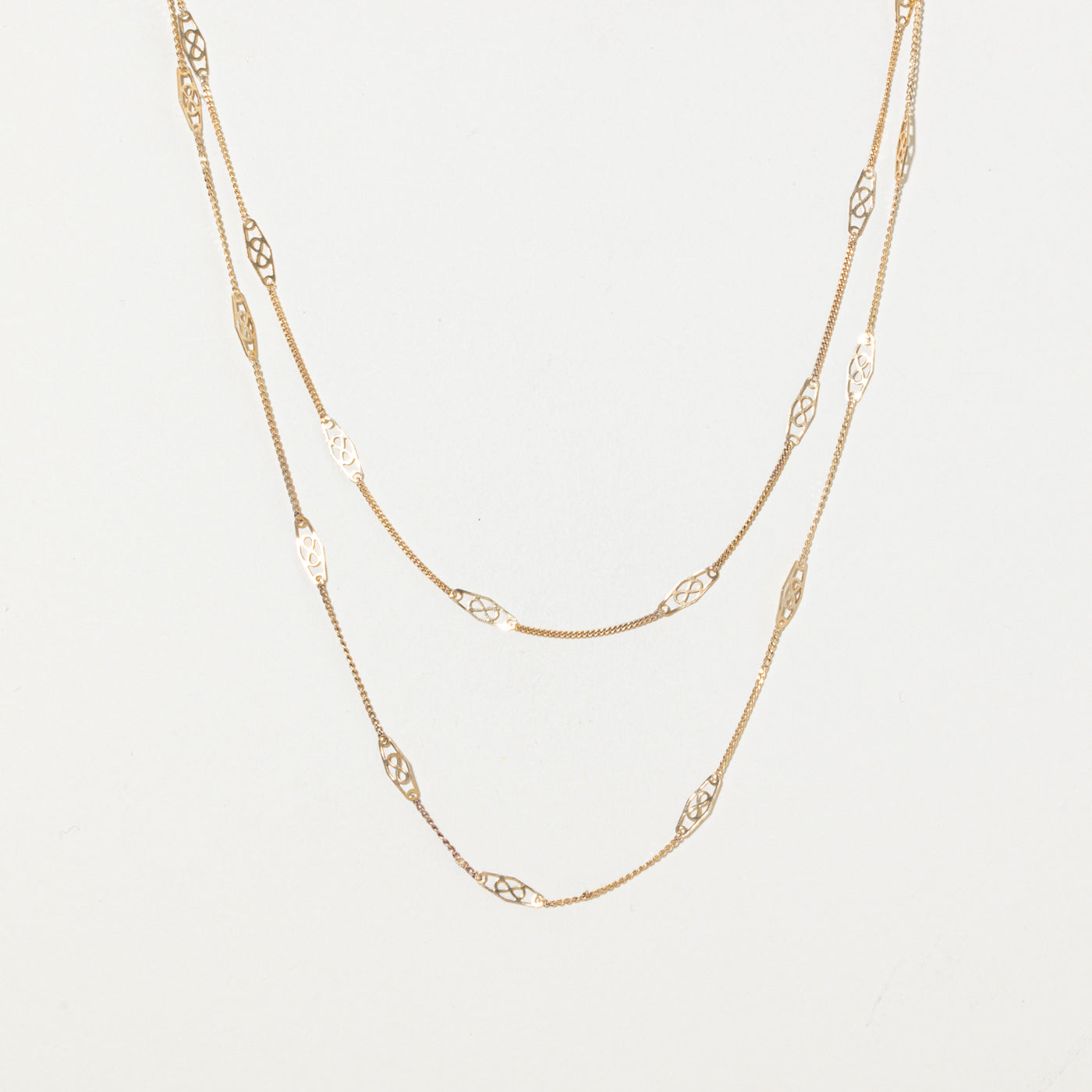 10k Filigree Layered Chain Necklace | 4.75mm | 30"