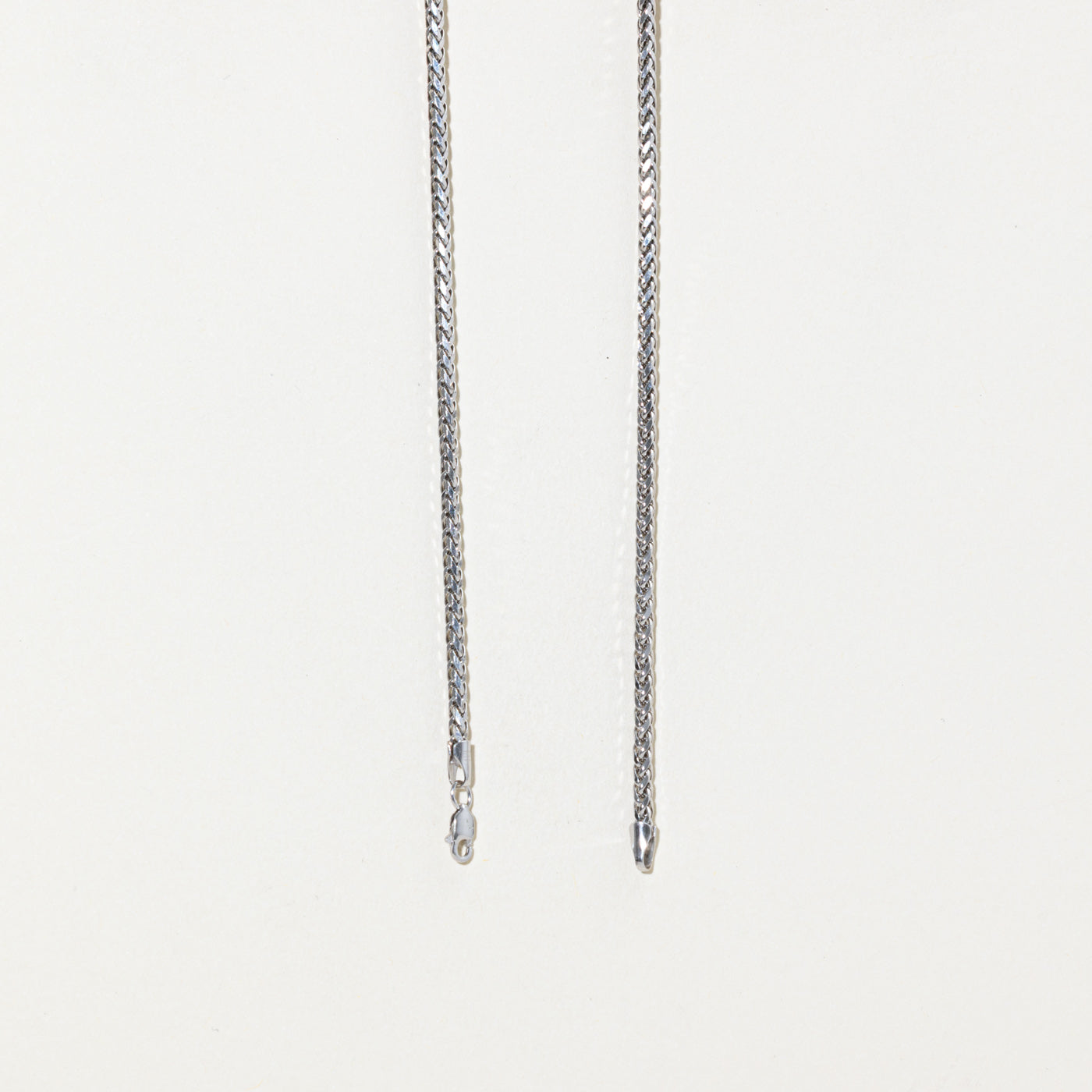 14k White Gold Foxtail Chain | 2.4mm | 24"