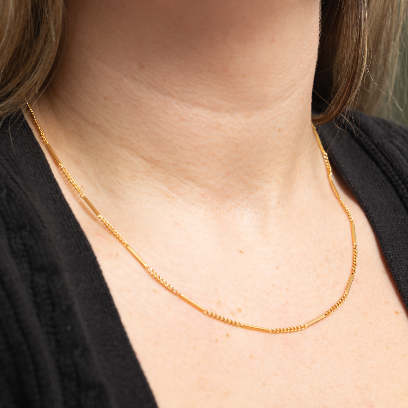 18k Bar Link Chain | 1.5mm | 17.5"