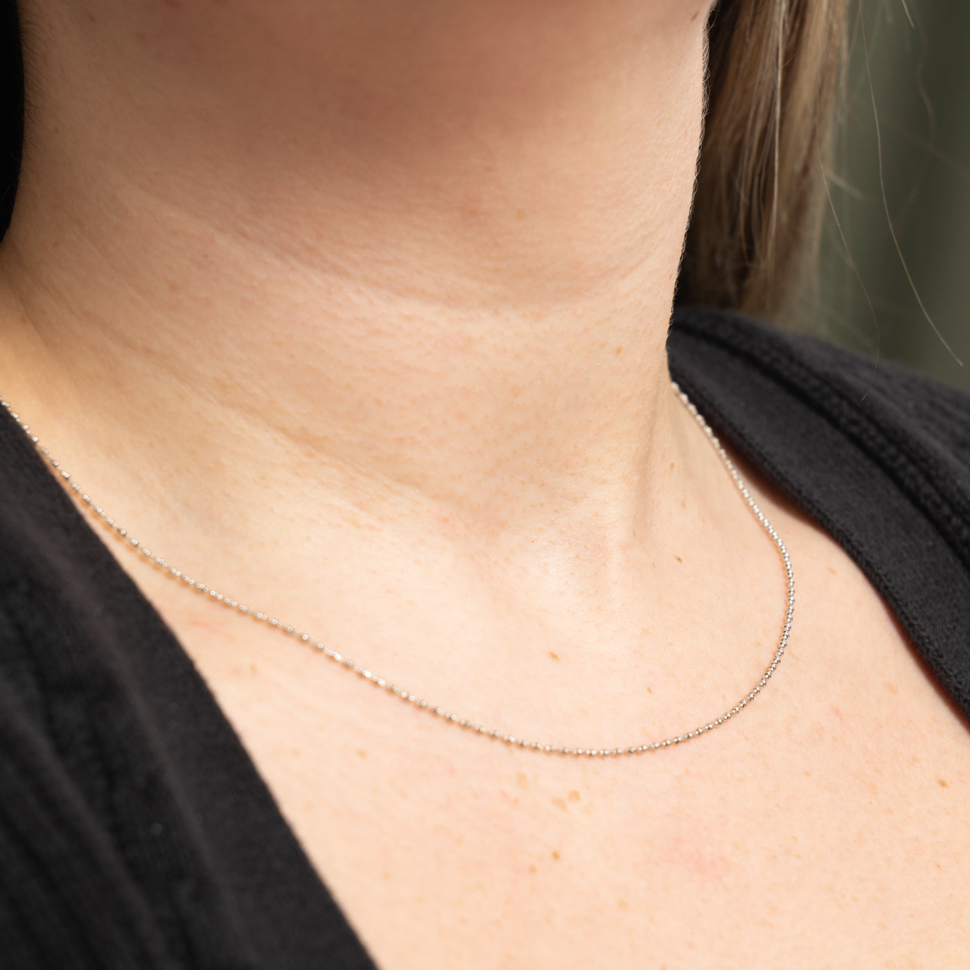 18k White Gold Bead Chain | 1.3mm | 16"
