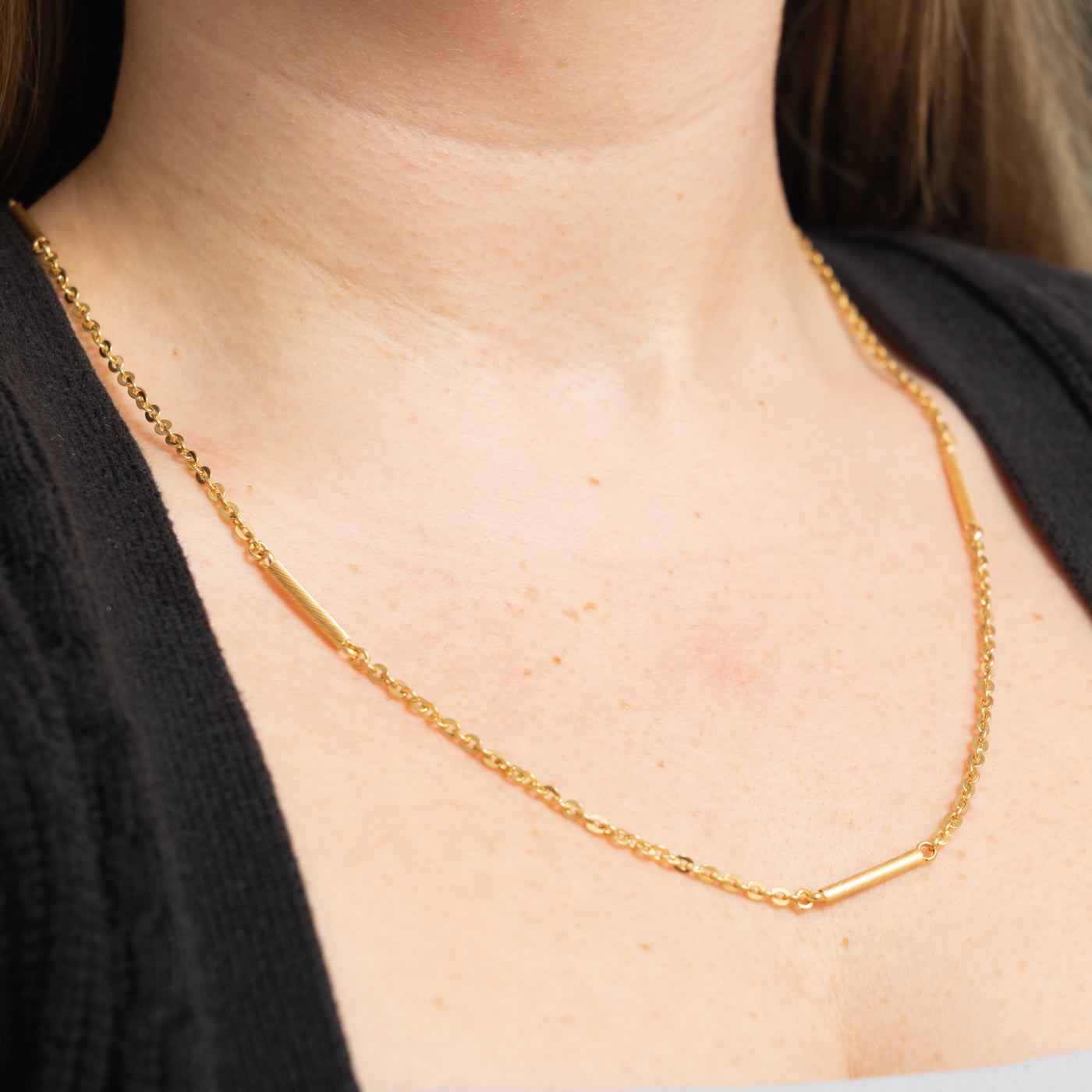 Italian 18k Bar Link Chain | 2.4mm | 20"