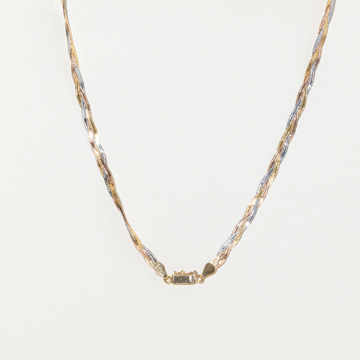 14k Tri Tone Gold Braided Chain | 4mm | 18"