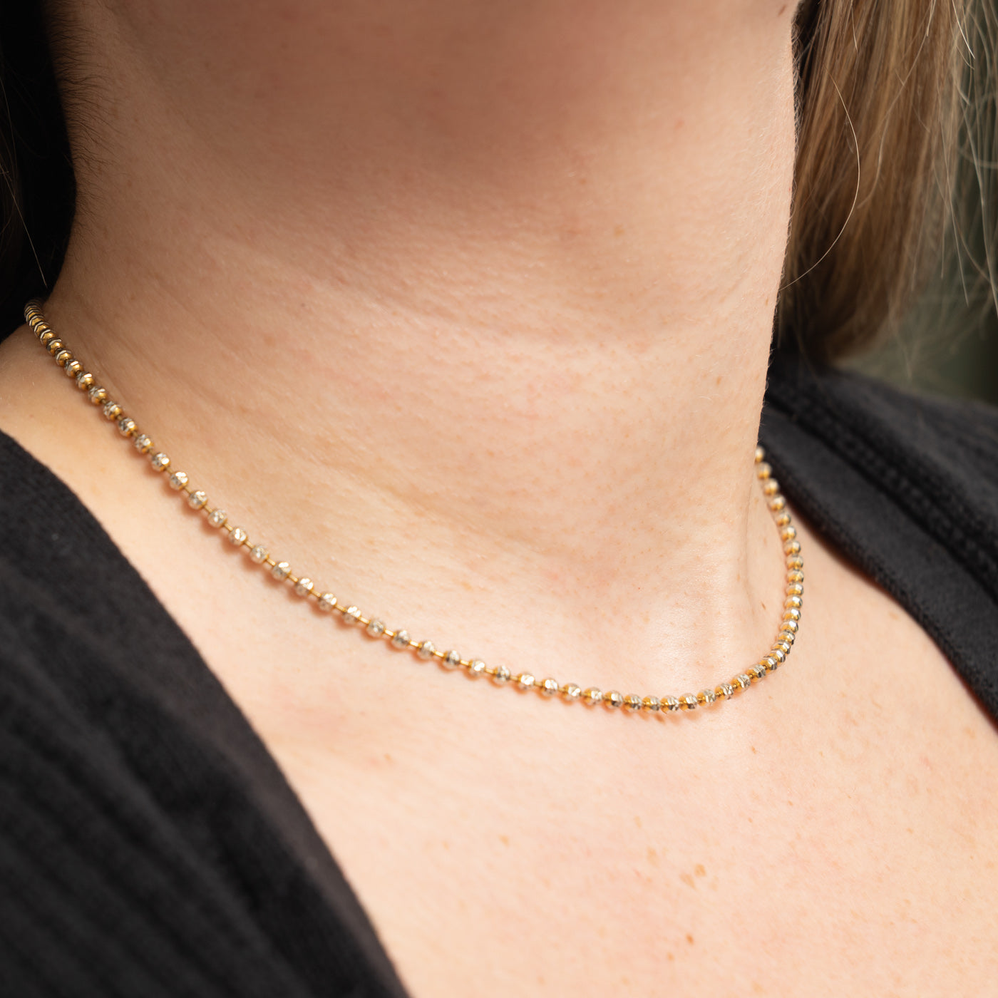Italian 18k Diamond Cut Bead Chain | 2.5mm | 16"