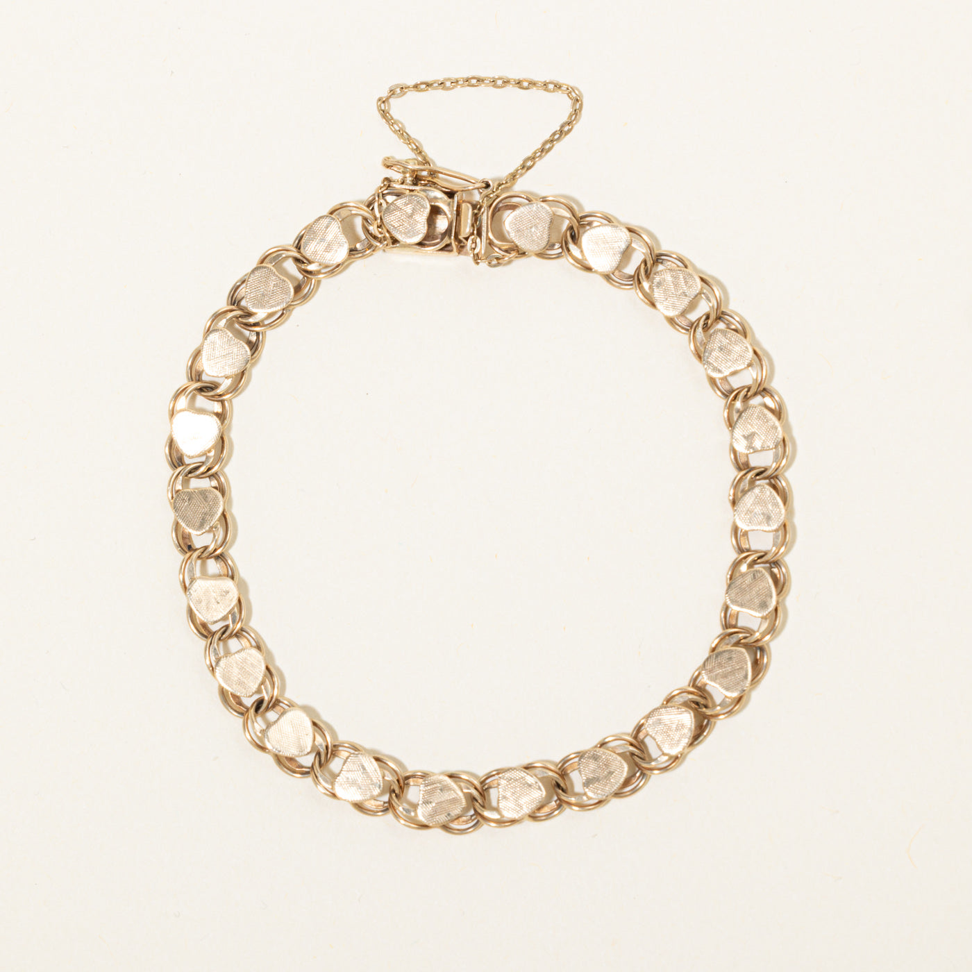 10k Heart Motif Link Bracelet | 6mm | 6.5"