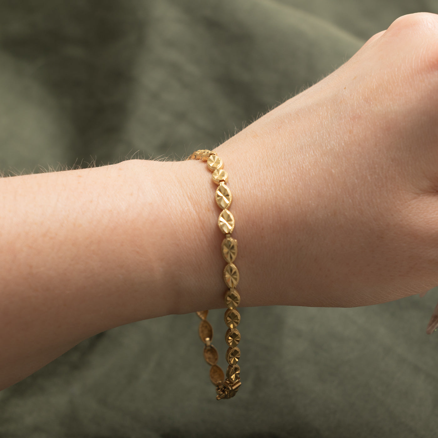 14k Diamond Cut Bead Link Bracelet | 4.3mm | 8.5"