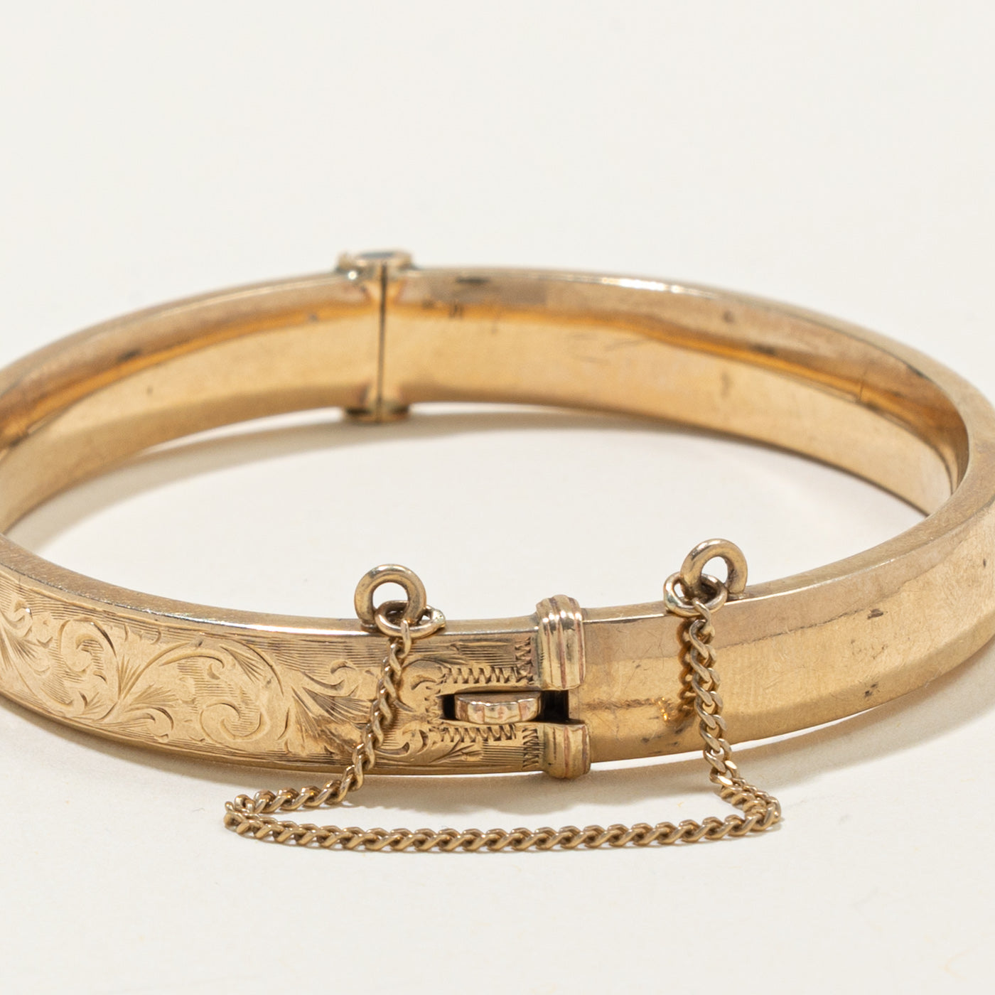 ‘Birks’ 9k Engraved Bangle Bracelet | 6.5"