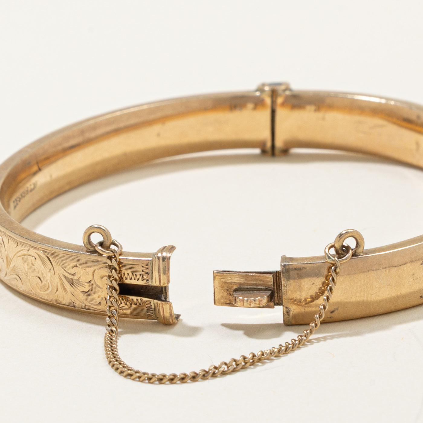 ‘Birks’ 9k Engraved Bangle Bracelet | 6.5"