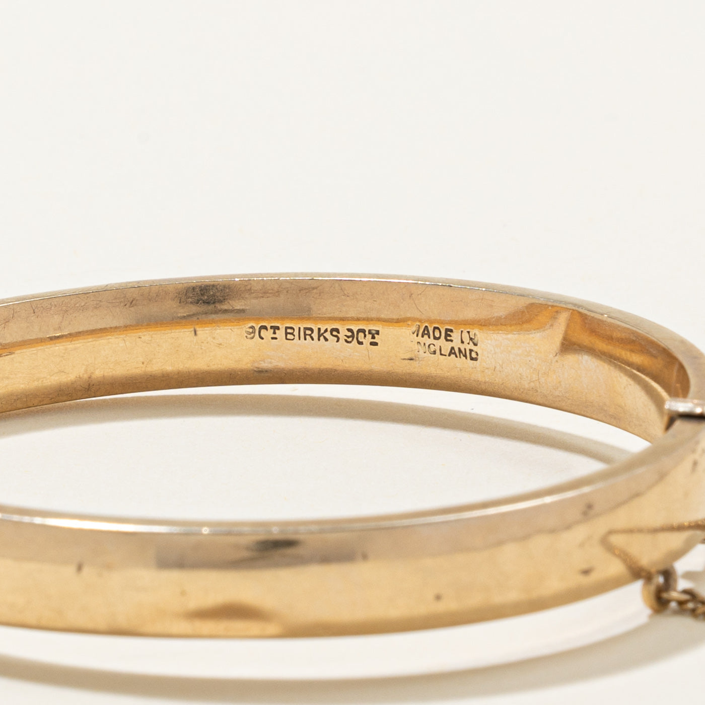 ‘Birks’ 9k Engraved Bangle Bracelet | 6.5"