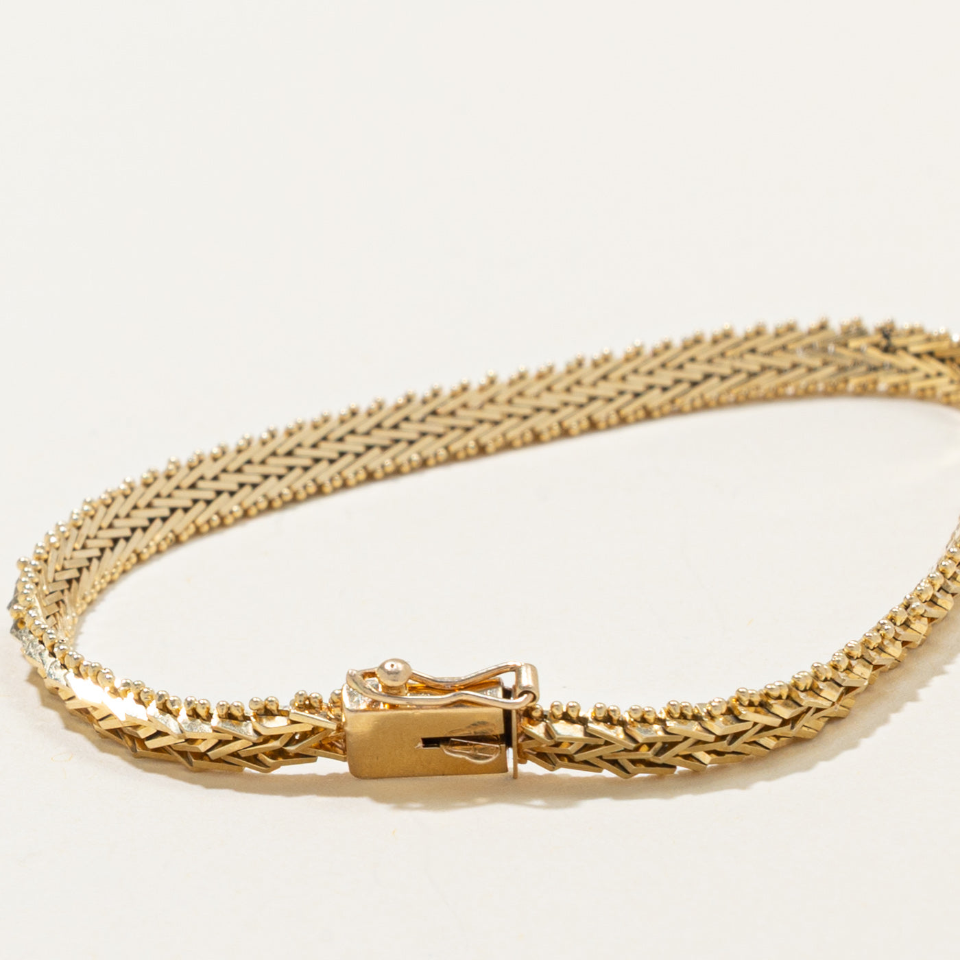 14k Woven Link Chain Bracelet | 4.3mm | 7"