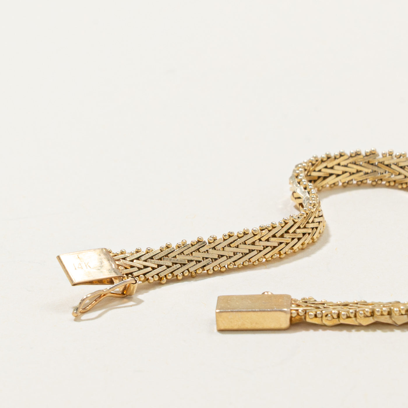 14k Woven Link Chain Bracelet | 4.3mm | 7"