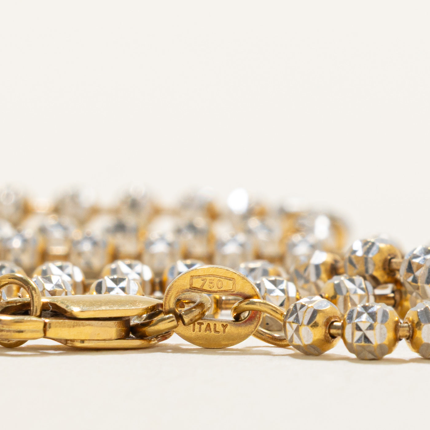 Italian 18k Diamond Cut Bead Chain | 2.5mm | 16"