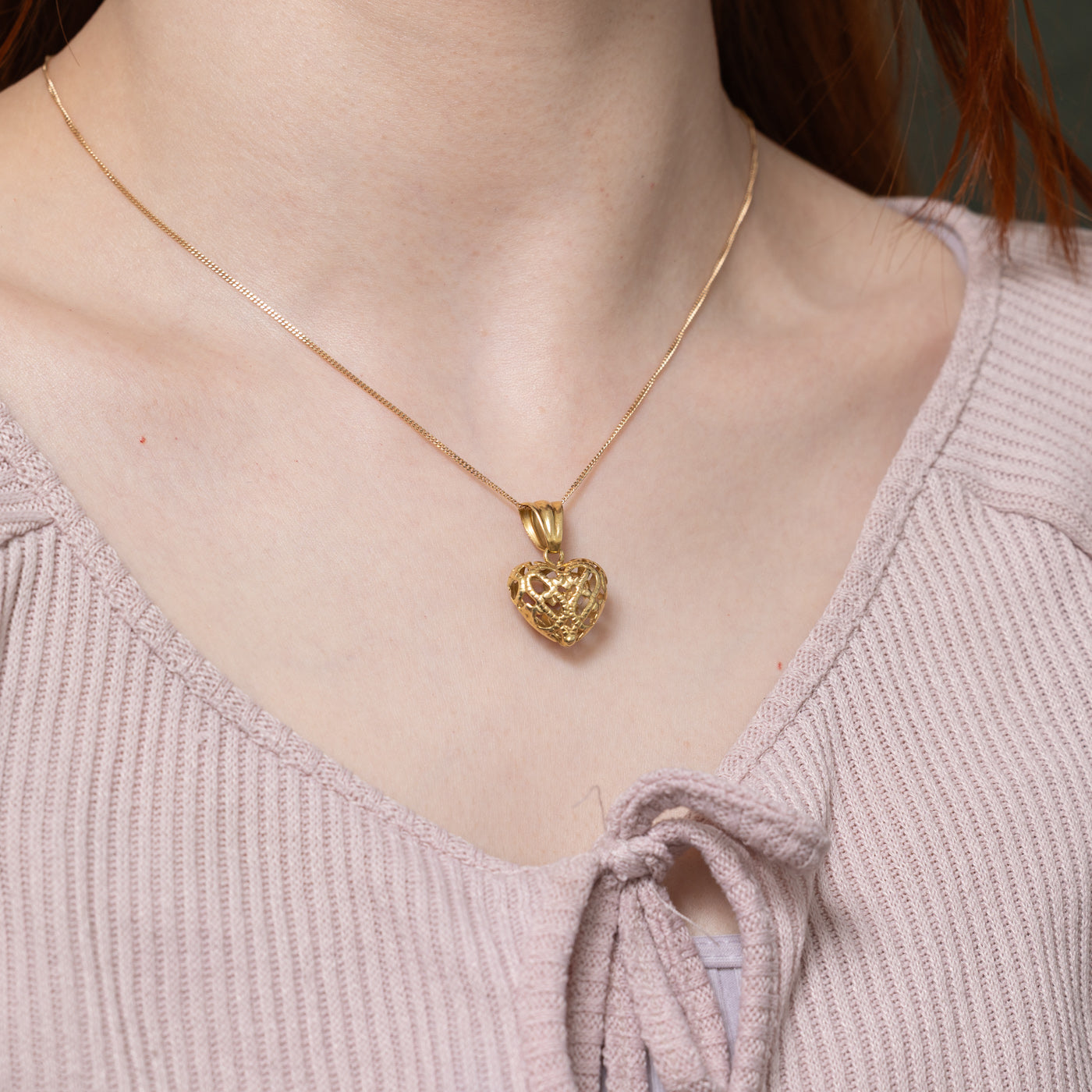 Italian 18k Openwork Heart Pendant
