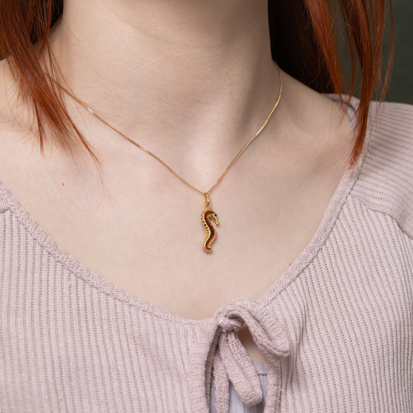 18k Enamel Seahorse Charm