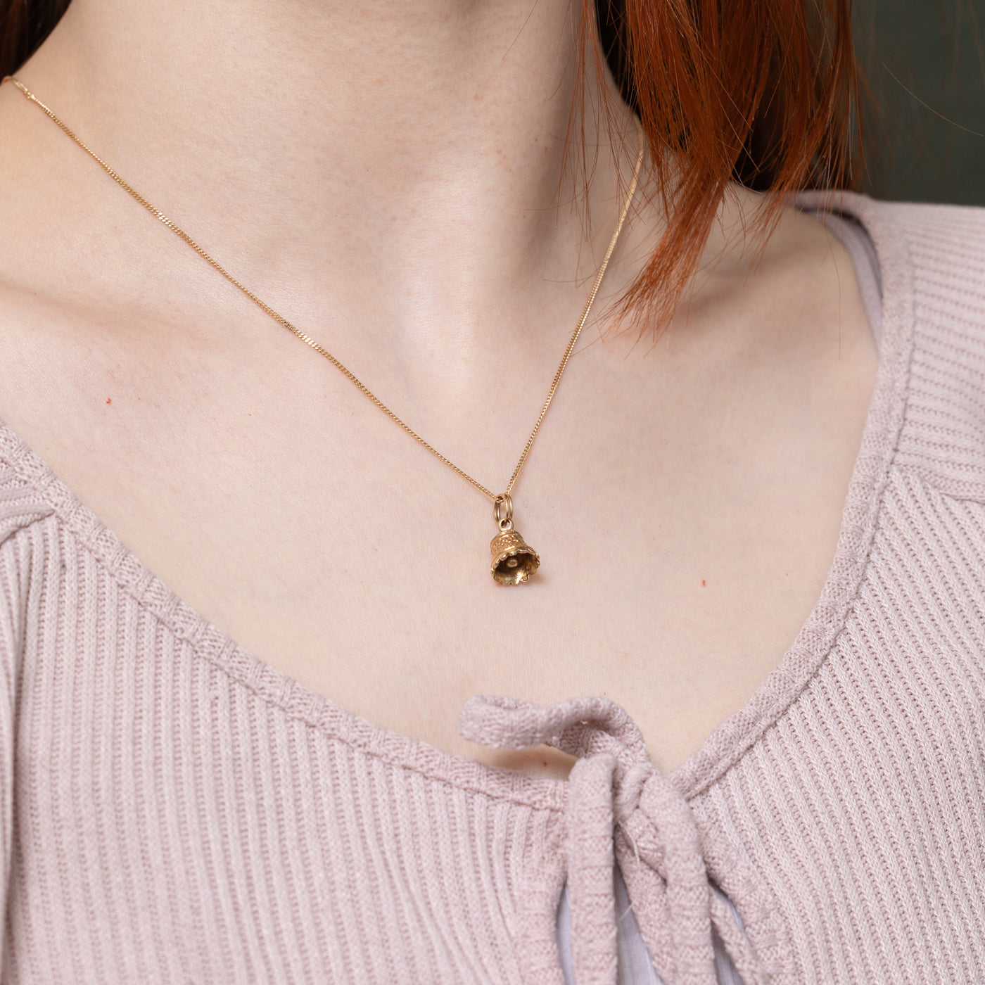 10k Textured Bell Charm