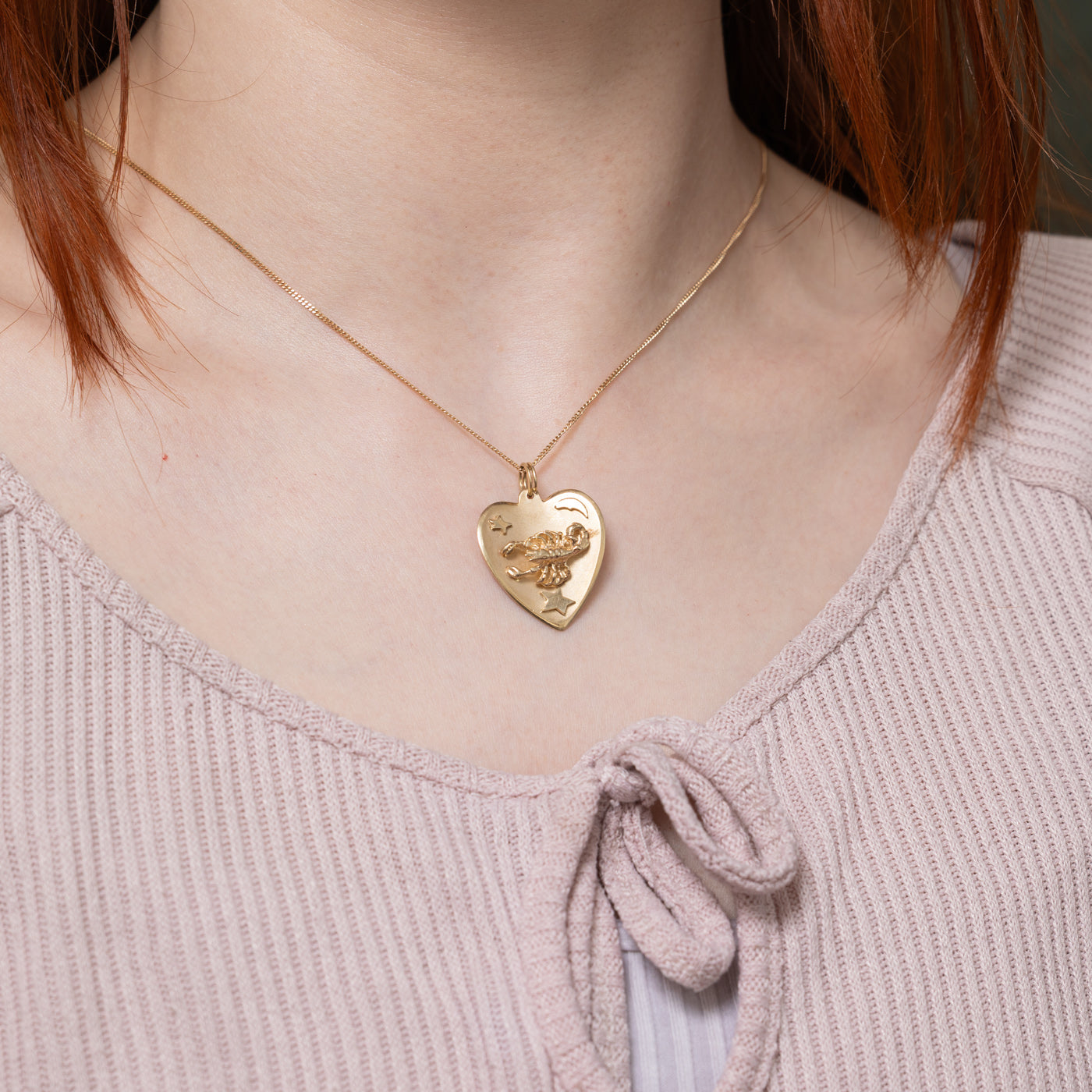 14k Scorpio Zodiac Heart Pendant
