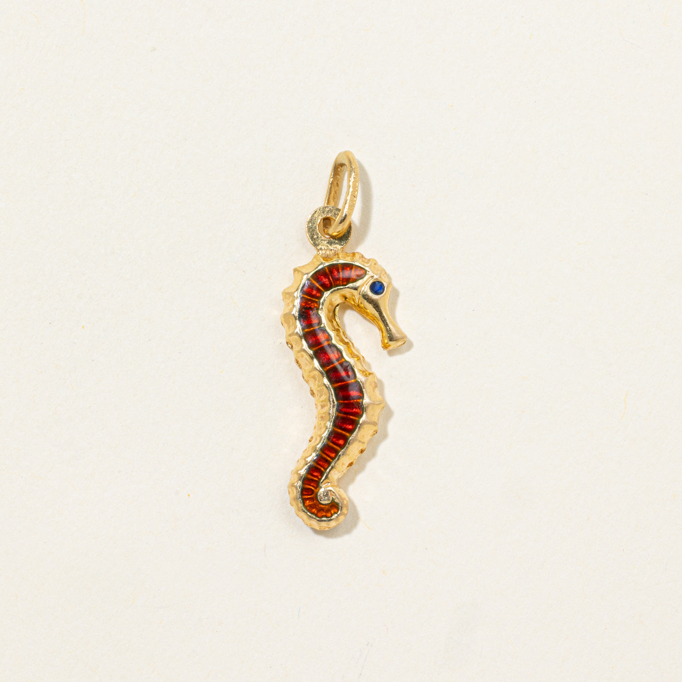 18k Enamel Seahorse Charm