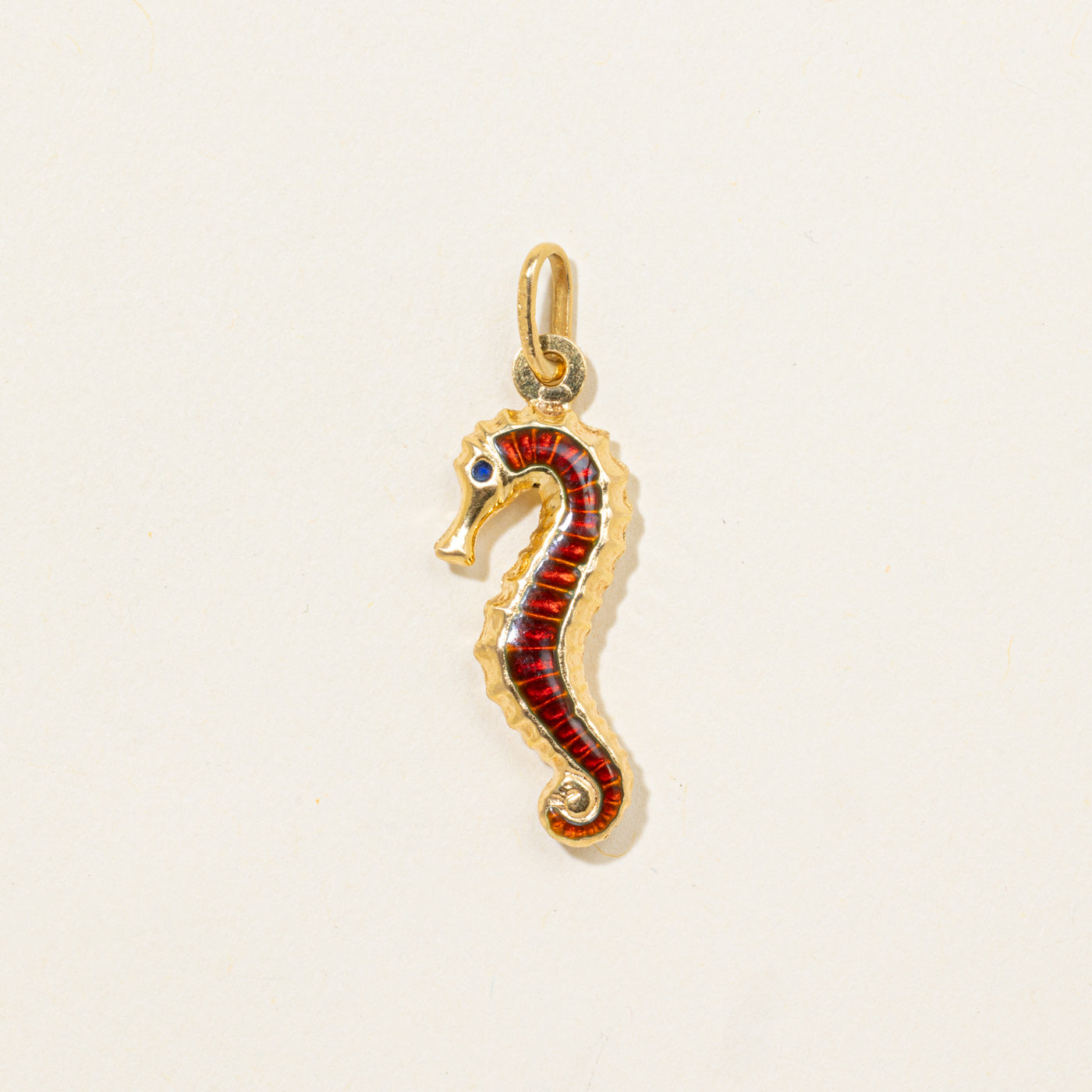 18k Enamel Seahorse Charm