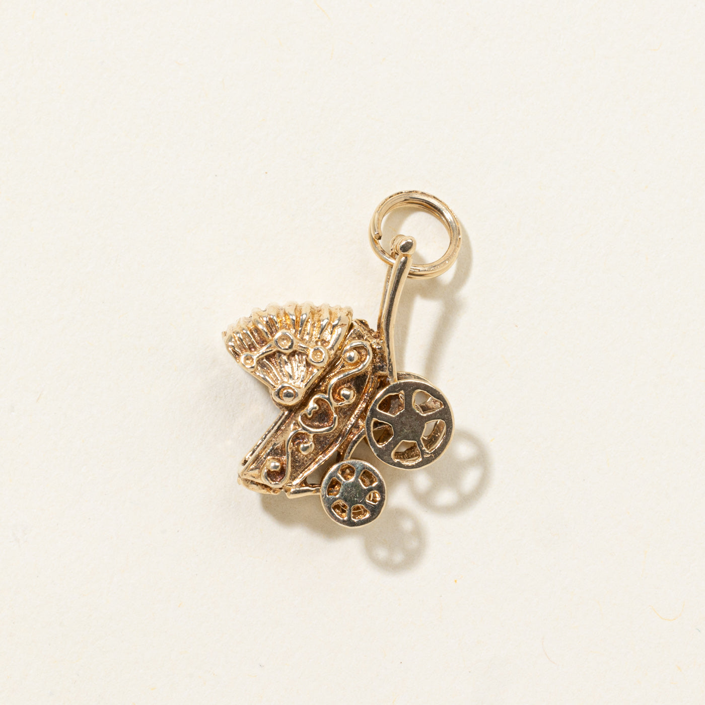 10k Ornate Baby Carriage Charm