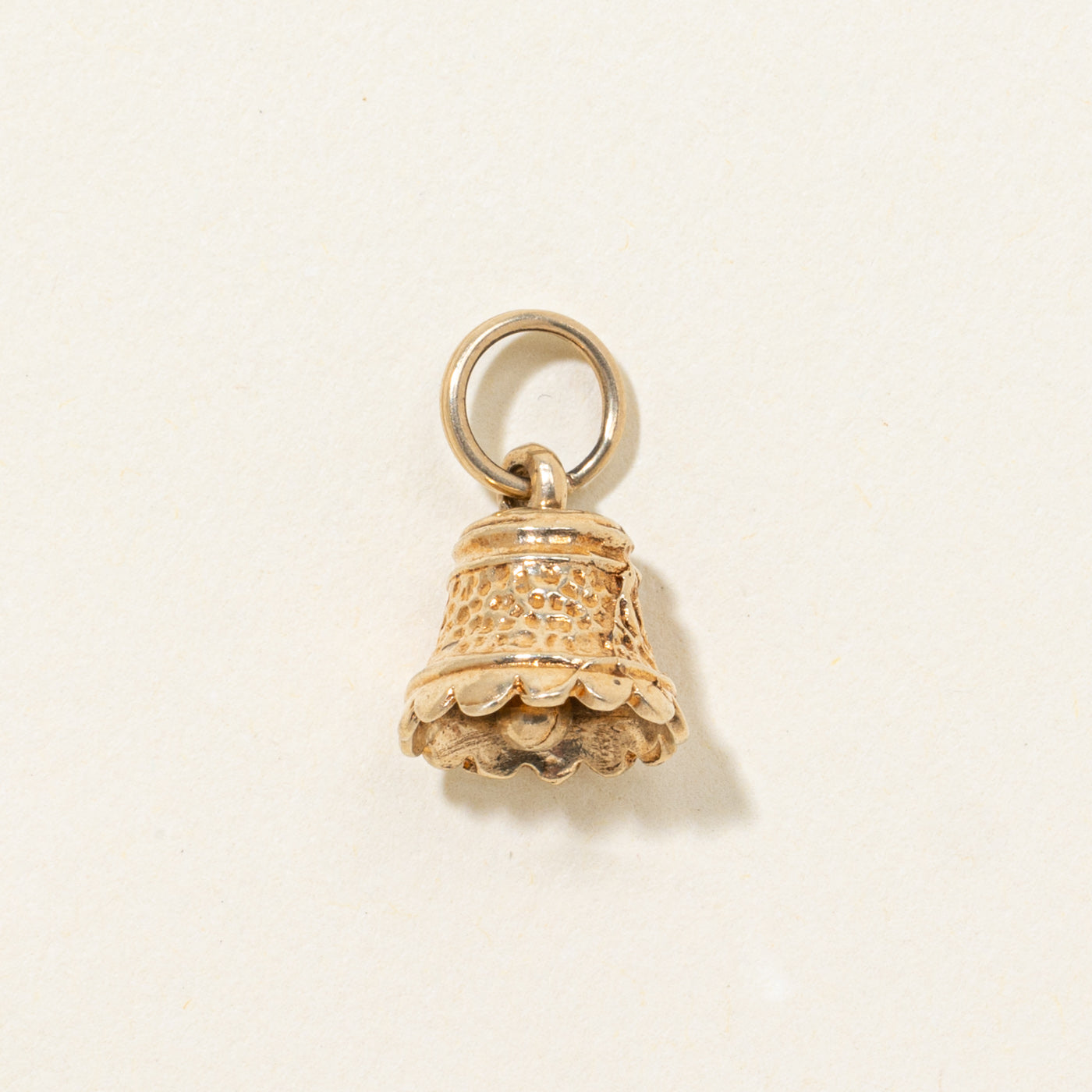 10k Textured Bell Charm