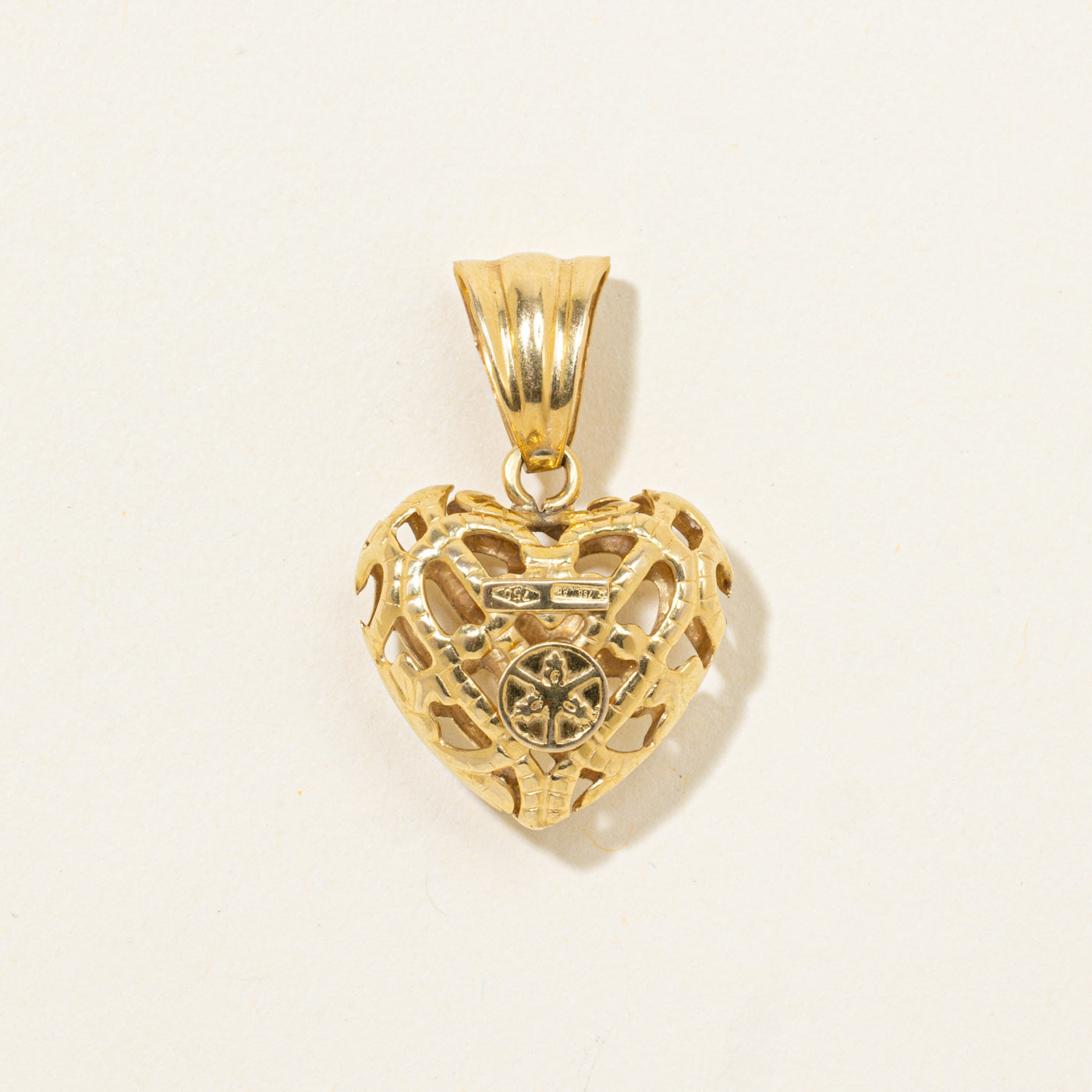 Italian 18k Openwork Heart Pendant