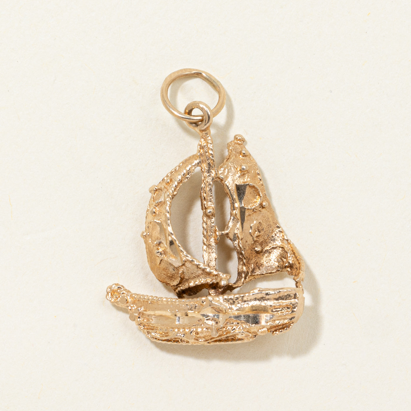 10k Textured Sailboat Pendant