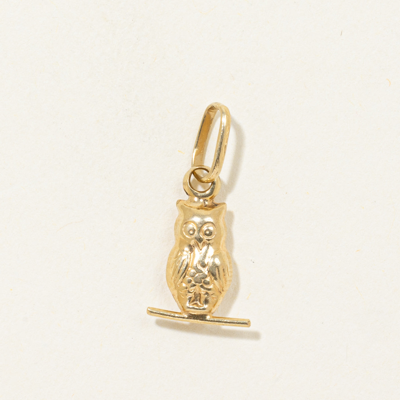 18k Owl on a Branch Charm