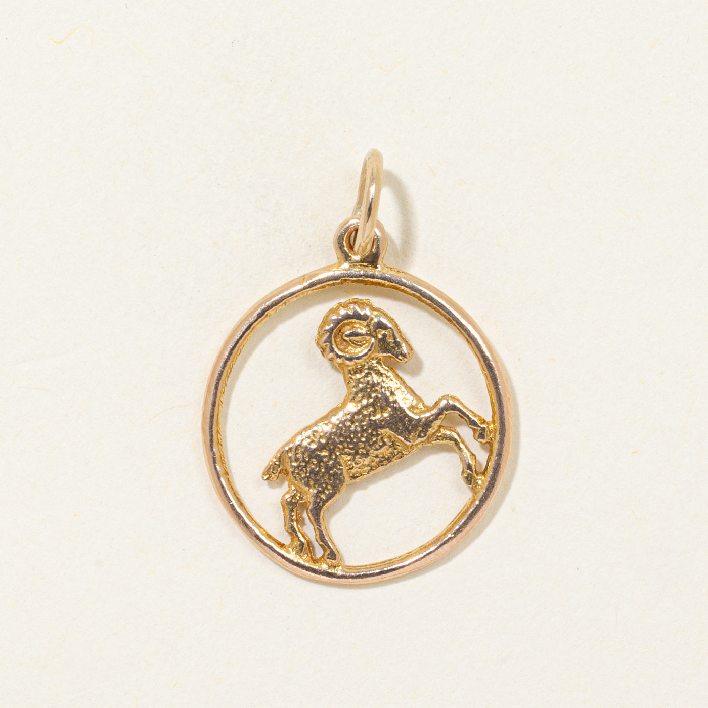 10k Aries Ram Circle Pendant