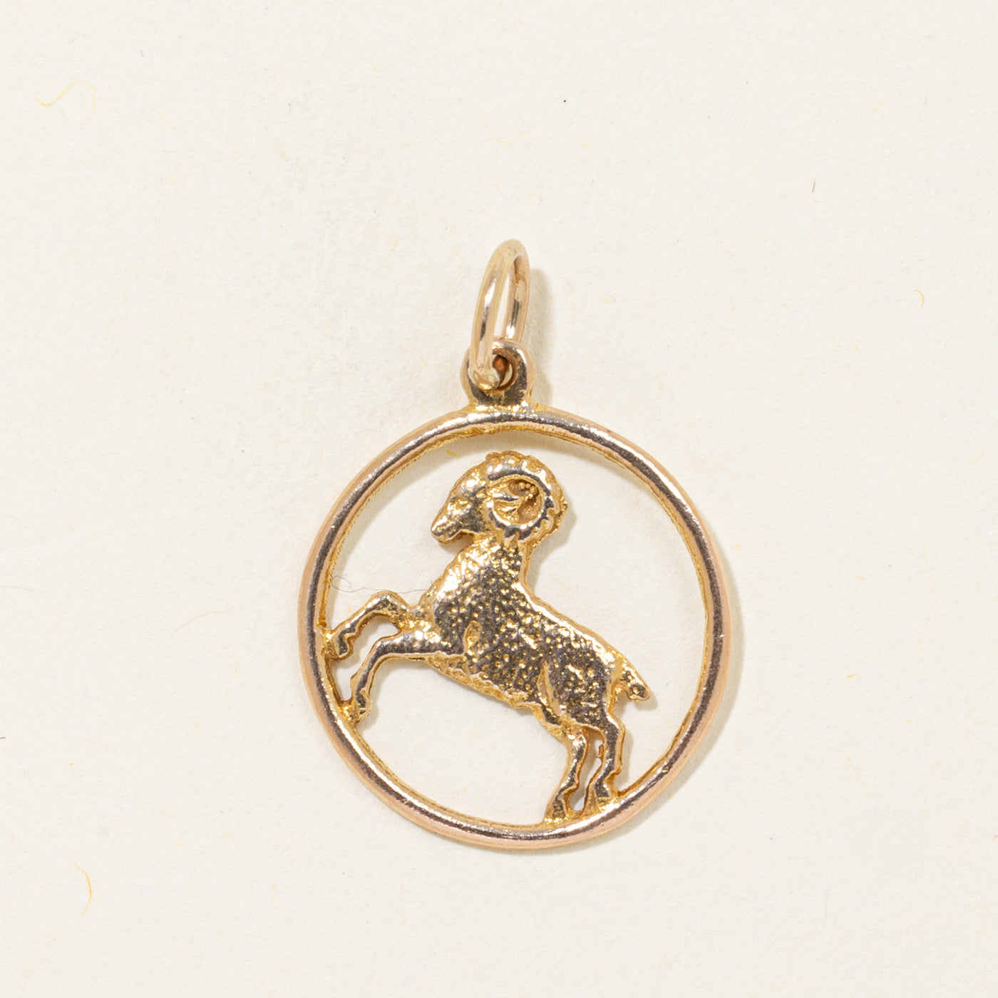 10k Aries Ram Circle Pendant