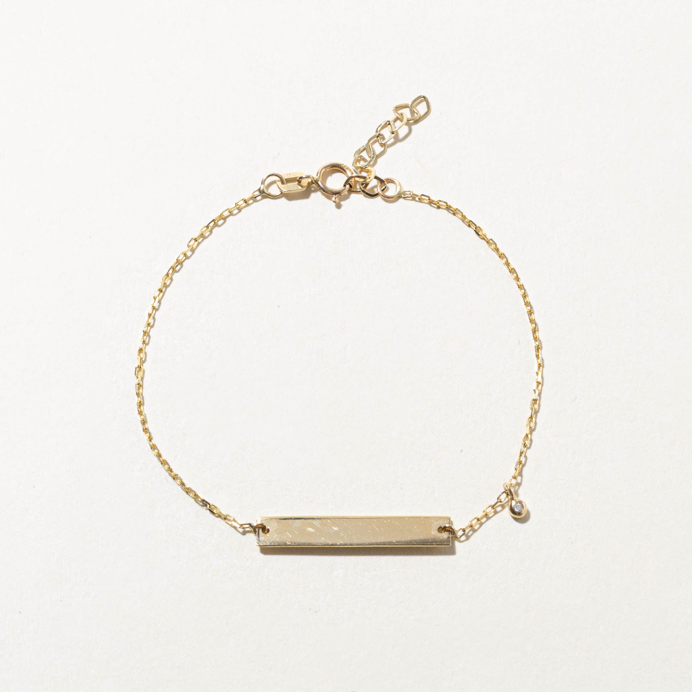 14k Diamond ID Plaque Bar Bracelet | 0.01ctw