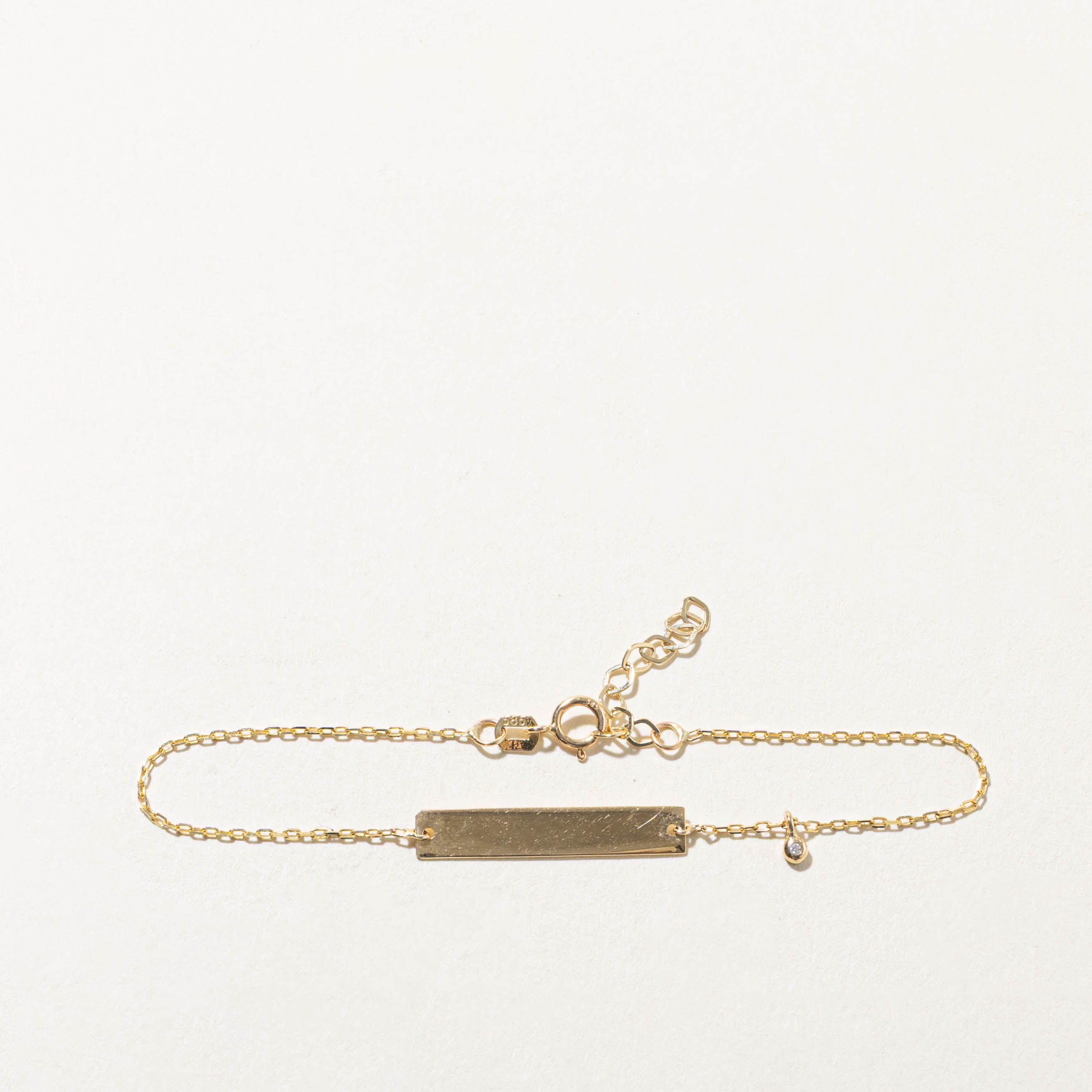14k Diamond ID Plaque Bar Bracelet | 0.01ctw