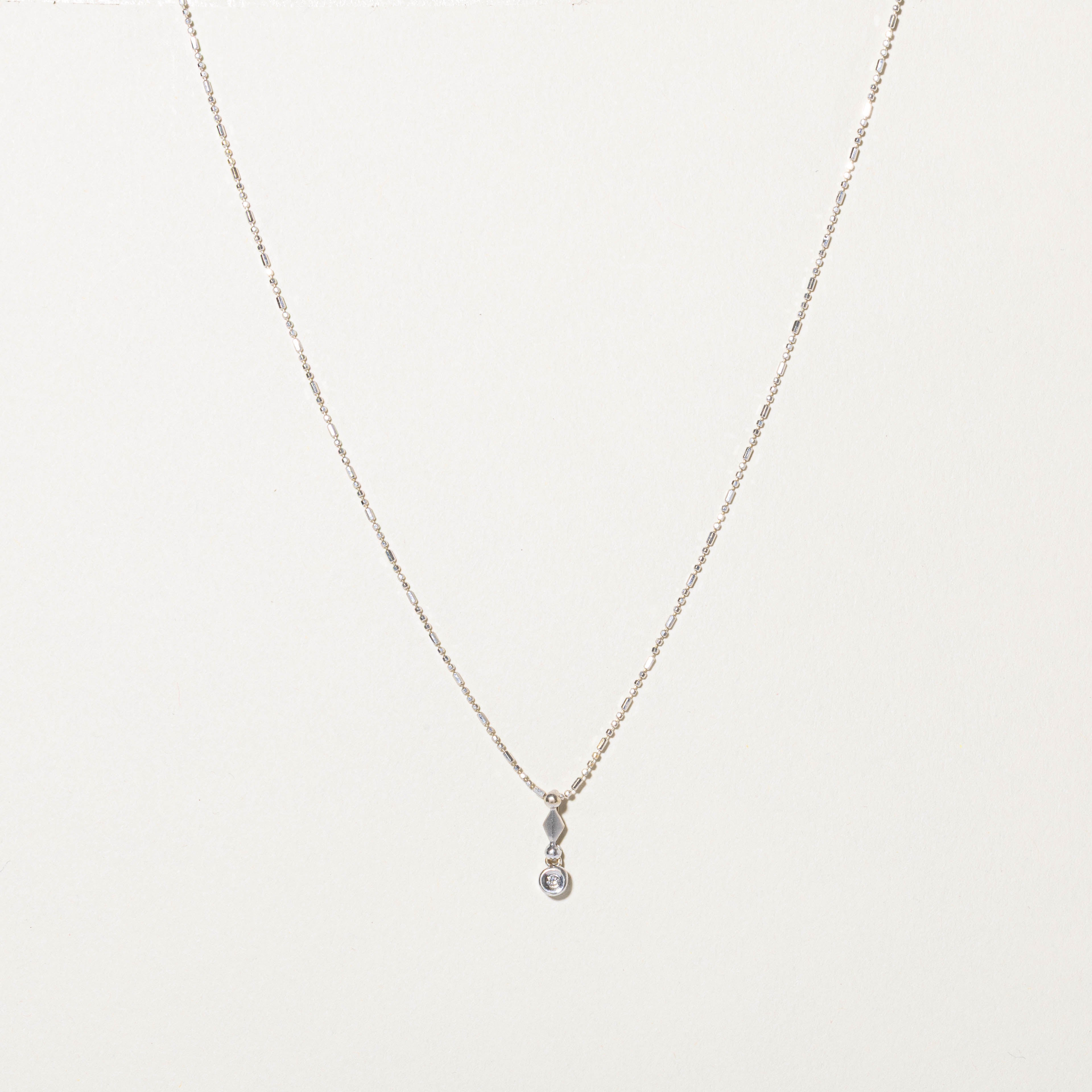 18k Bezel Set Diamond Drop Pendant Necklace | 0.01ctw | 16"