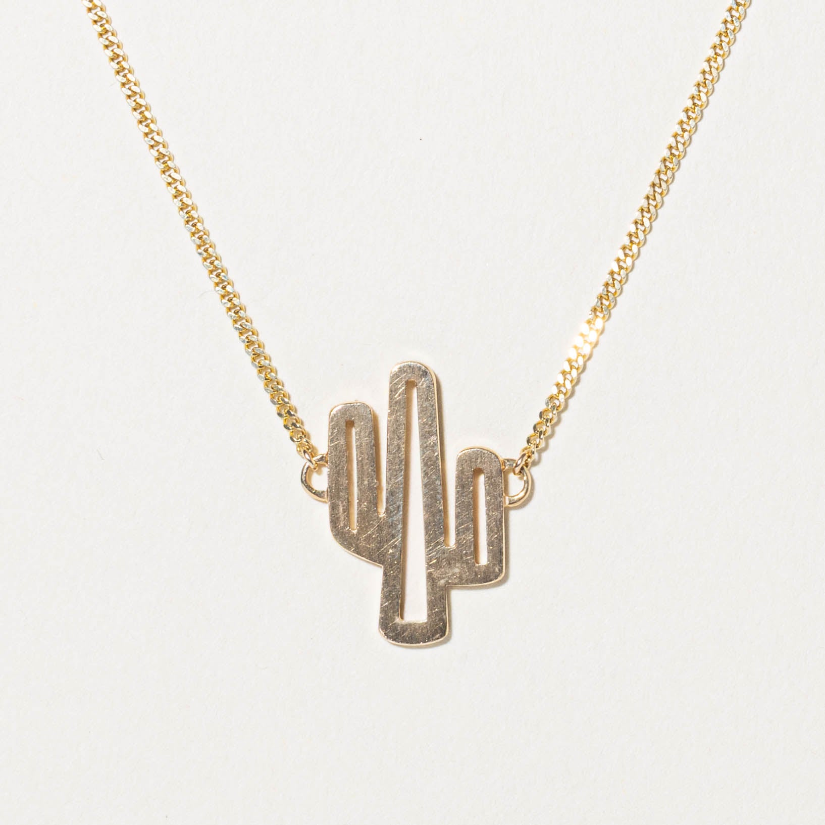 14k Openwork Cactus Pendant Necklace | 17"