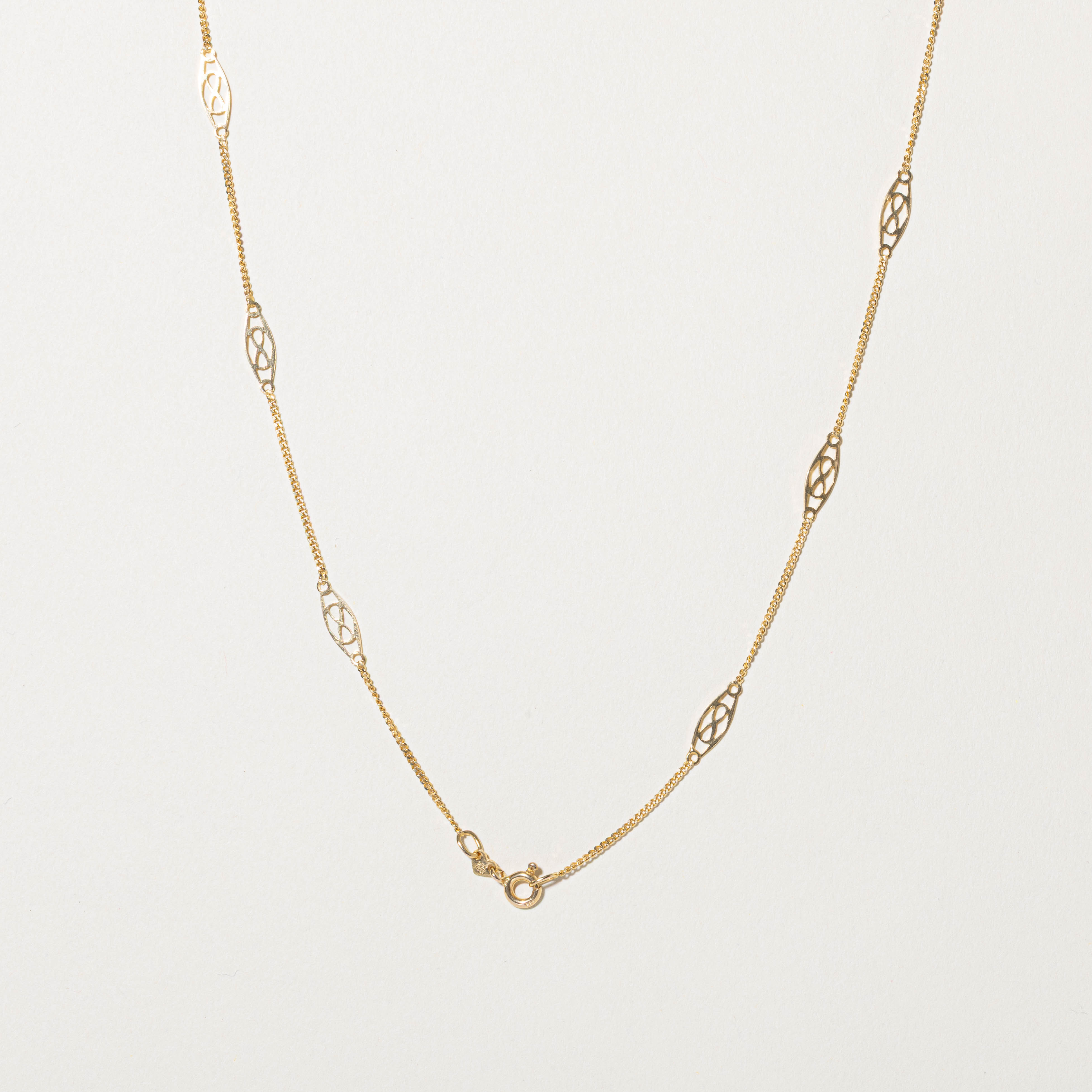 14k Filigree Chain Necklace | 16"