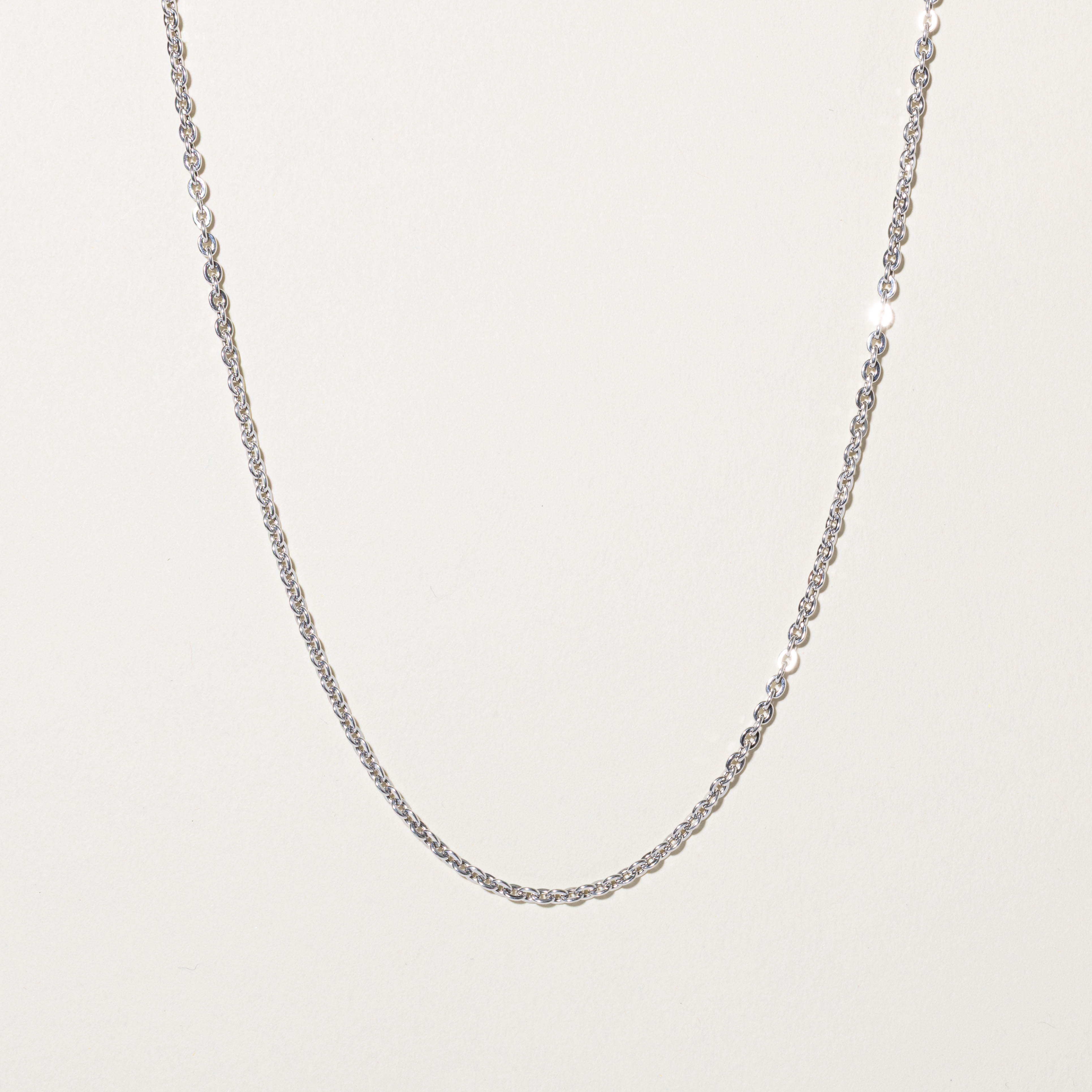 18k White Gold Cable Link Chain | 17"