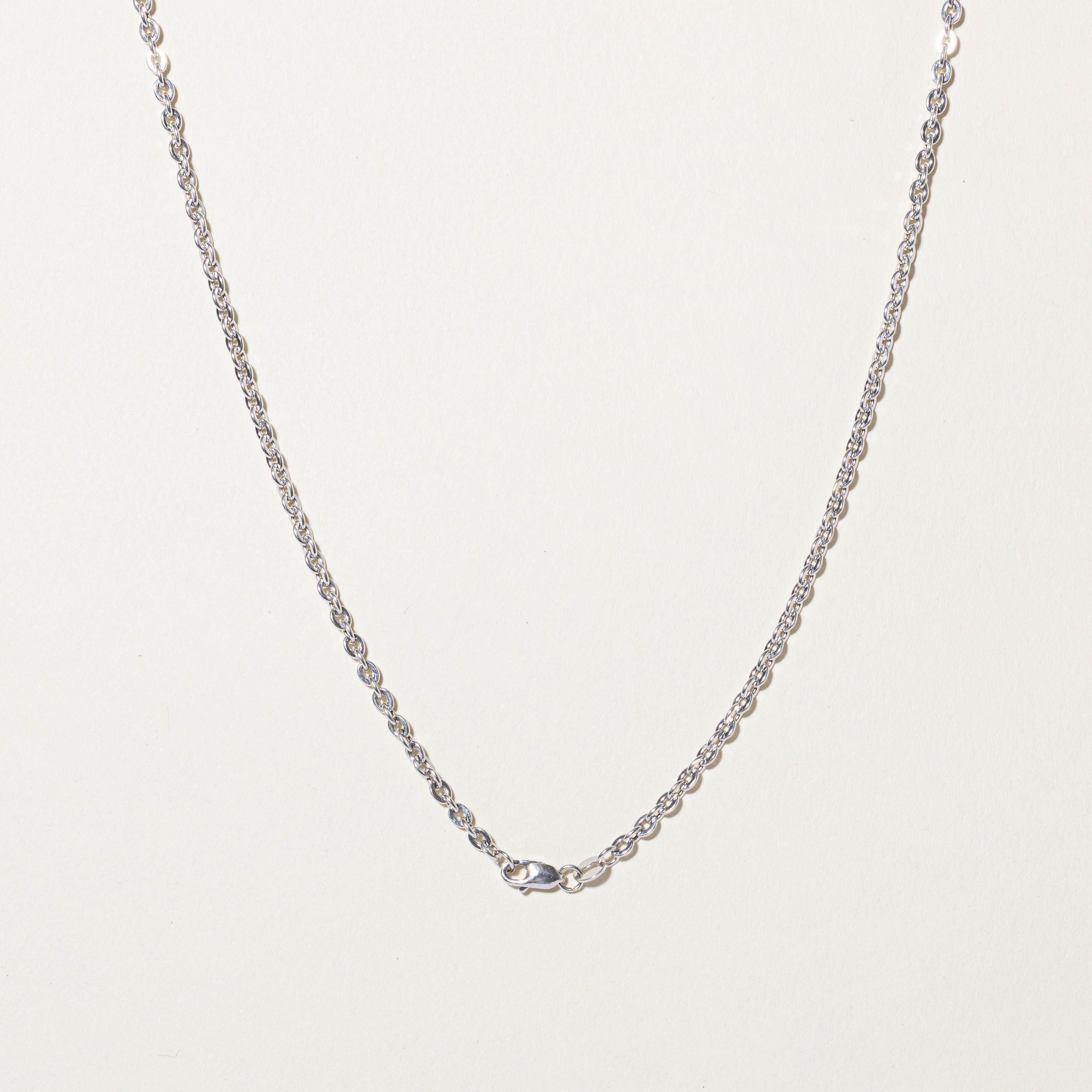 18k White Gold Cable Link Chain | 17"