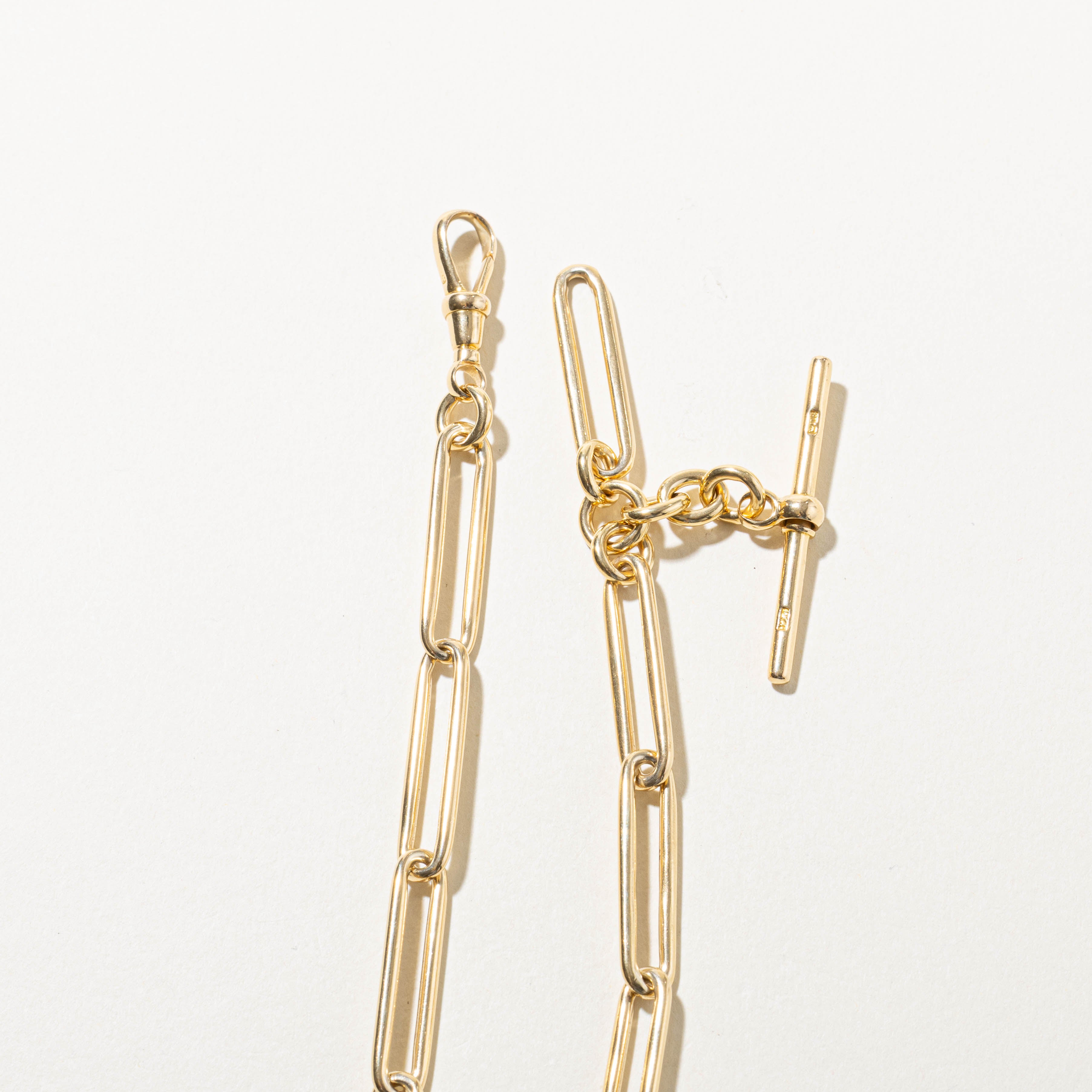 18k Paperclip Link Bar Charm Bracelet