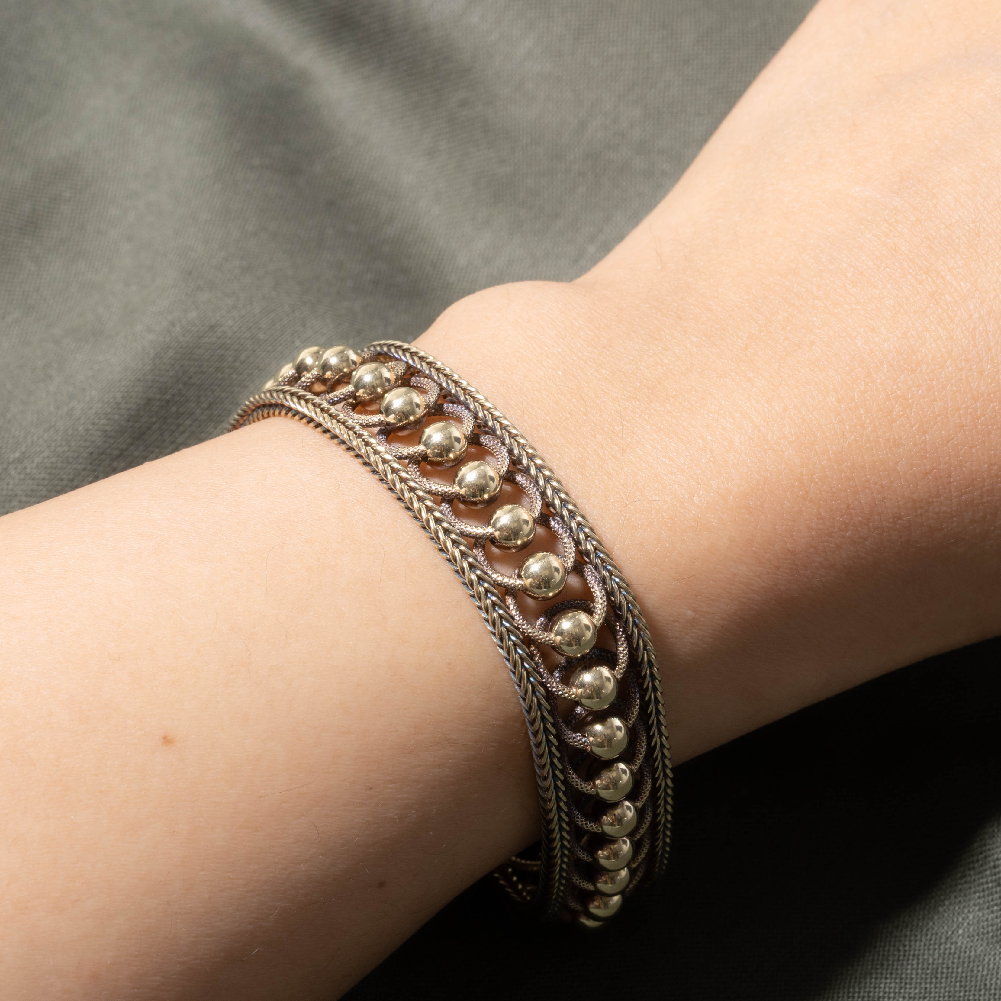 14k Beaded Ornate Rope Bracelet