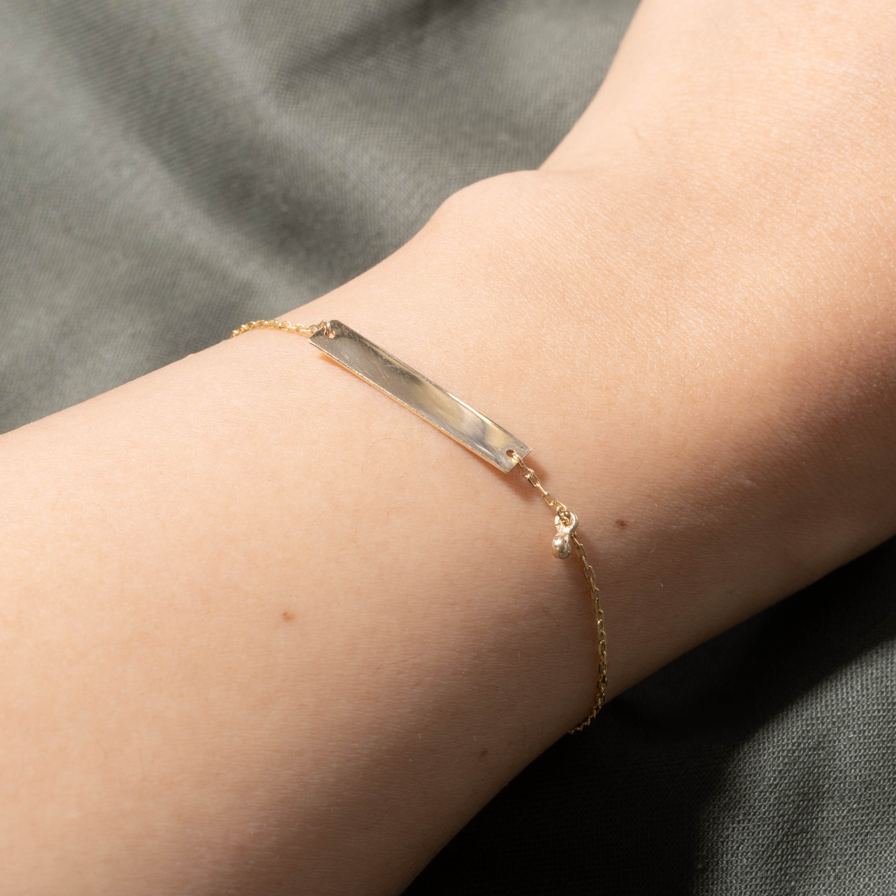 14k Diamond ID Plaque Bar Bracelet | 0.01ctw