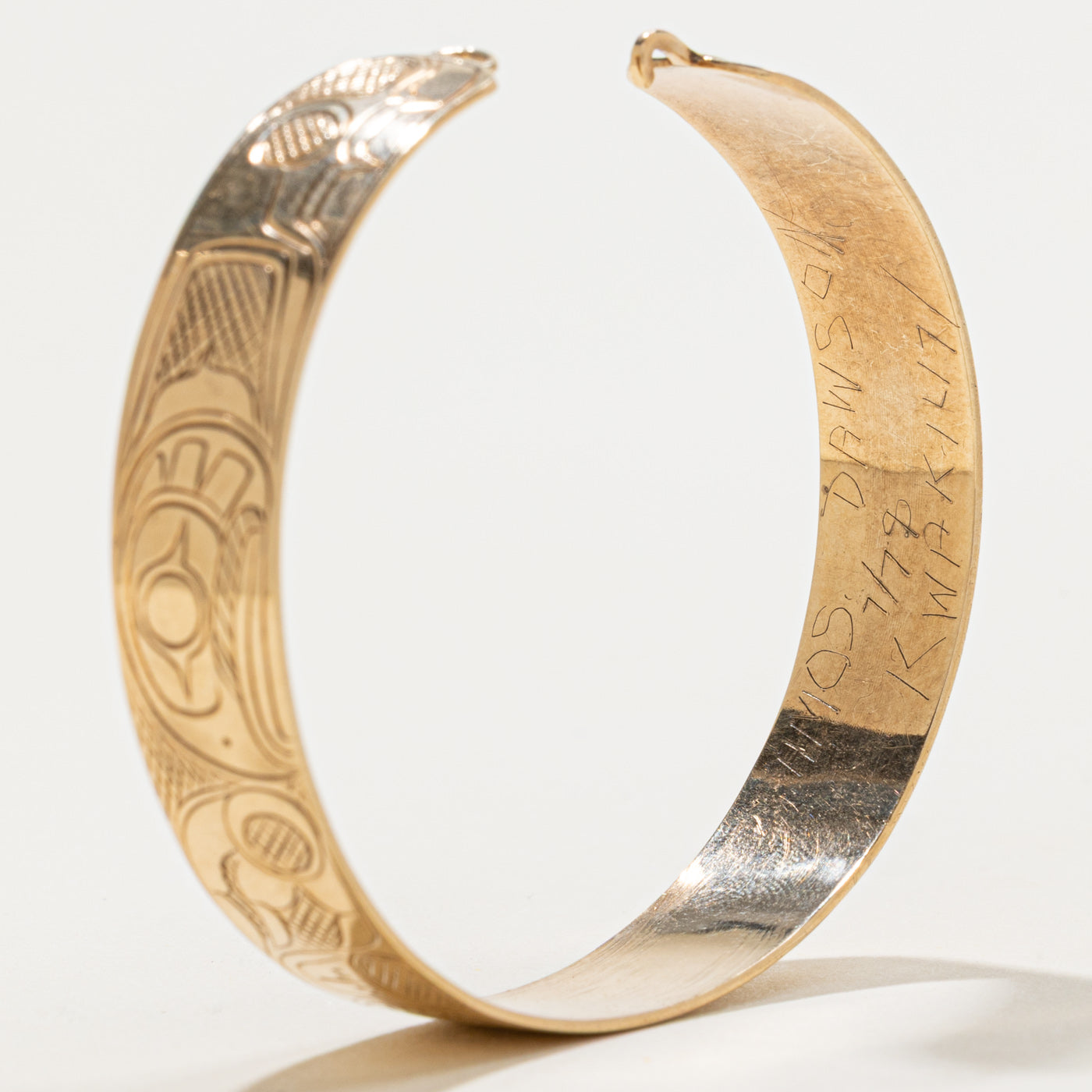 'Amos Dawson' 10k Engraved Indigenous Cuff | 10.20mm | 5.5"