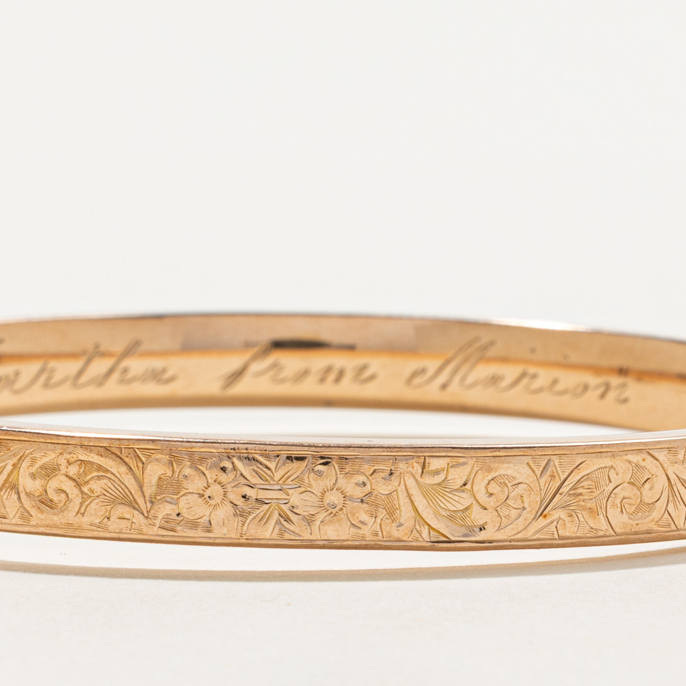 ‘Birks’ 9k Engraved Floral Bangle | 6.40mm | 7"