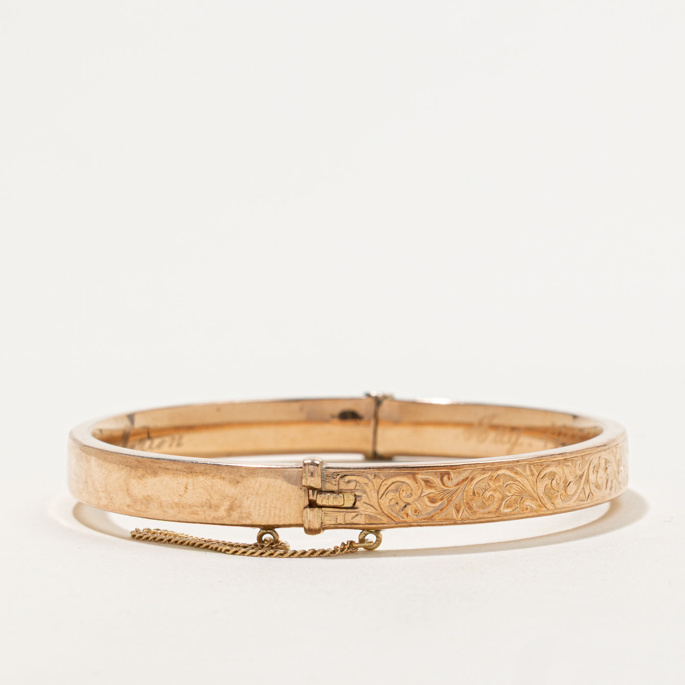 ‘Birks’ 9k Engraved Floral Bangle | 6.40mm | 7"