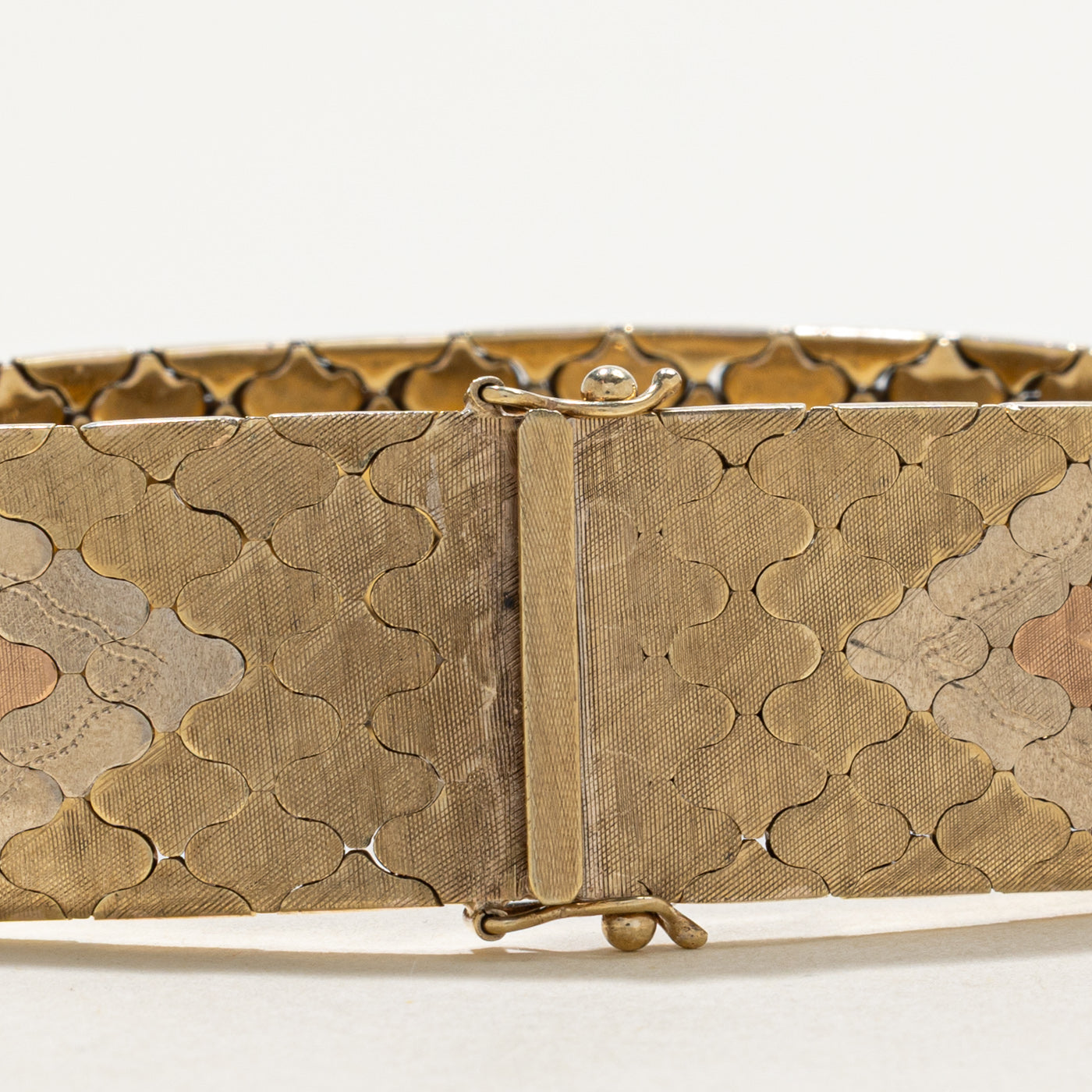 8k Tri Tone Fold Geometric Textured Bracelet | 7.5"